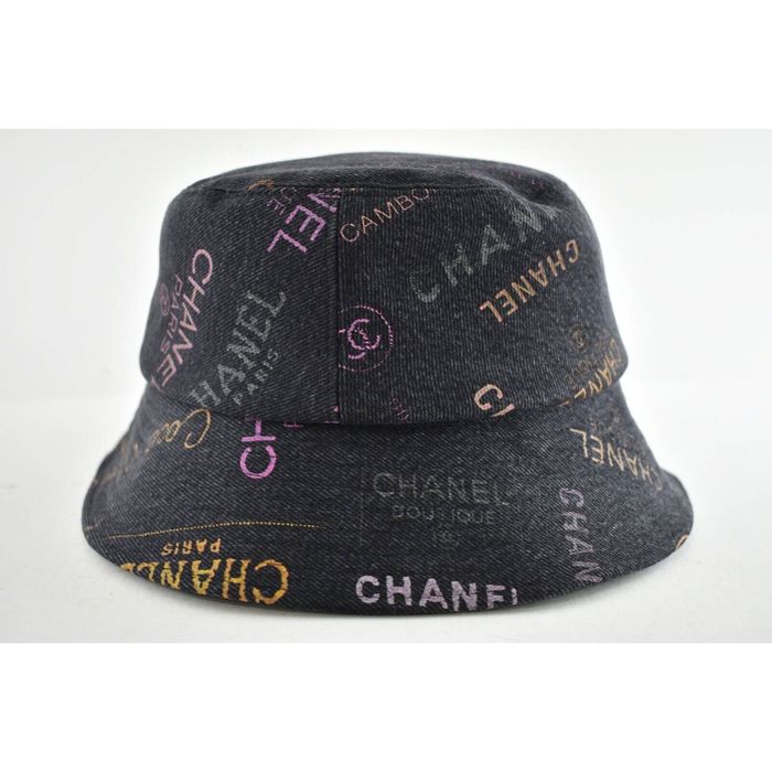 Chanel Chanel 22P Black Pink Purple Denim Cloche Bucket Hat Small