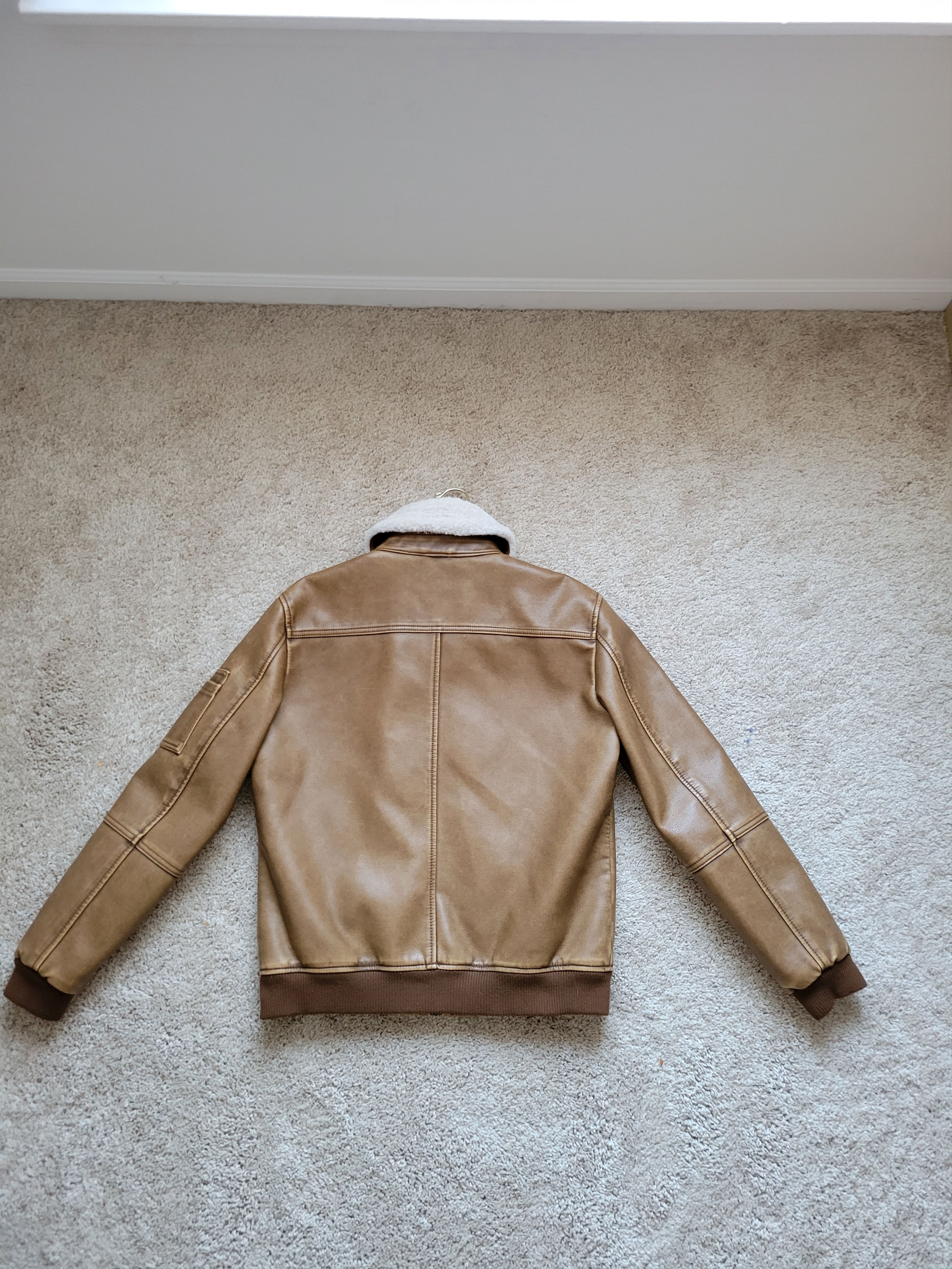 Zara Brown Faux Leather Aviator Jacket Size US M / EU 48-50 / 2 - 5 Thumbnail