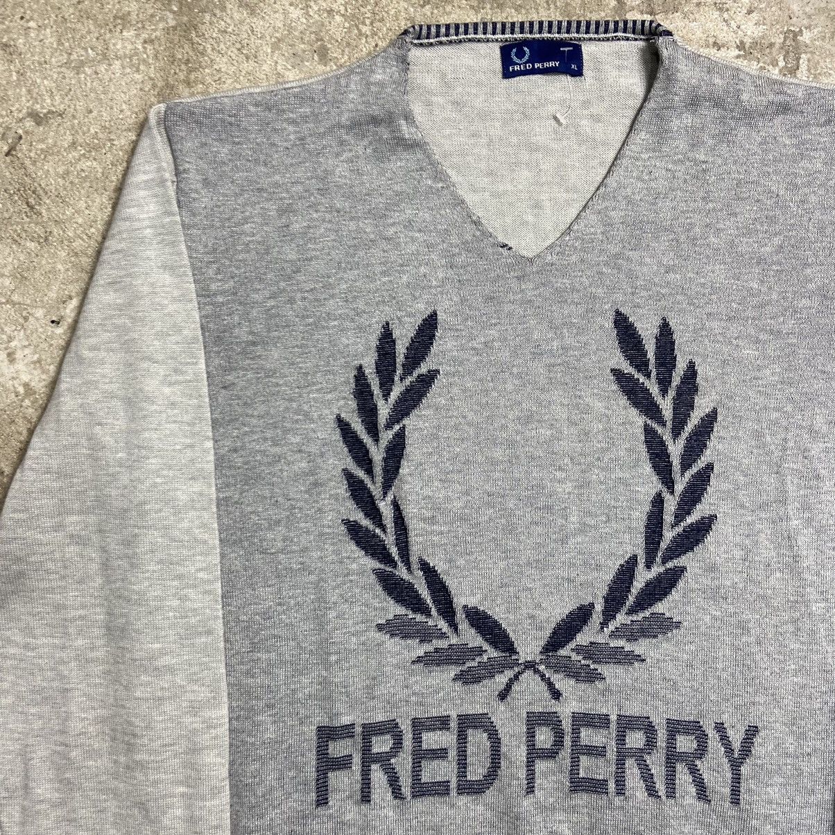 Fred Perry 1990s FRED PERRY AWESOME V NECK KNITTED SWEATER - № 1076 Size US XL / EU 56 / 4 - 3 Thumbnail