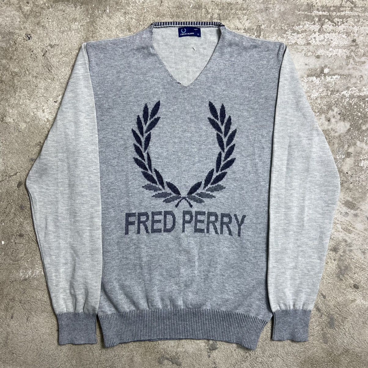 Fred Perry 1990s FRED PERRY AWESOME V NECK KNITTED SWEATER - № 1076 Size US XL / EU 56 / 4 - 1 Thumbnail