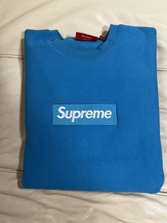 Supreme Navy Box Logo Crewneck | Grailed