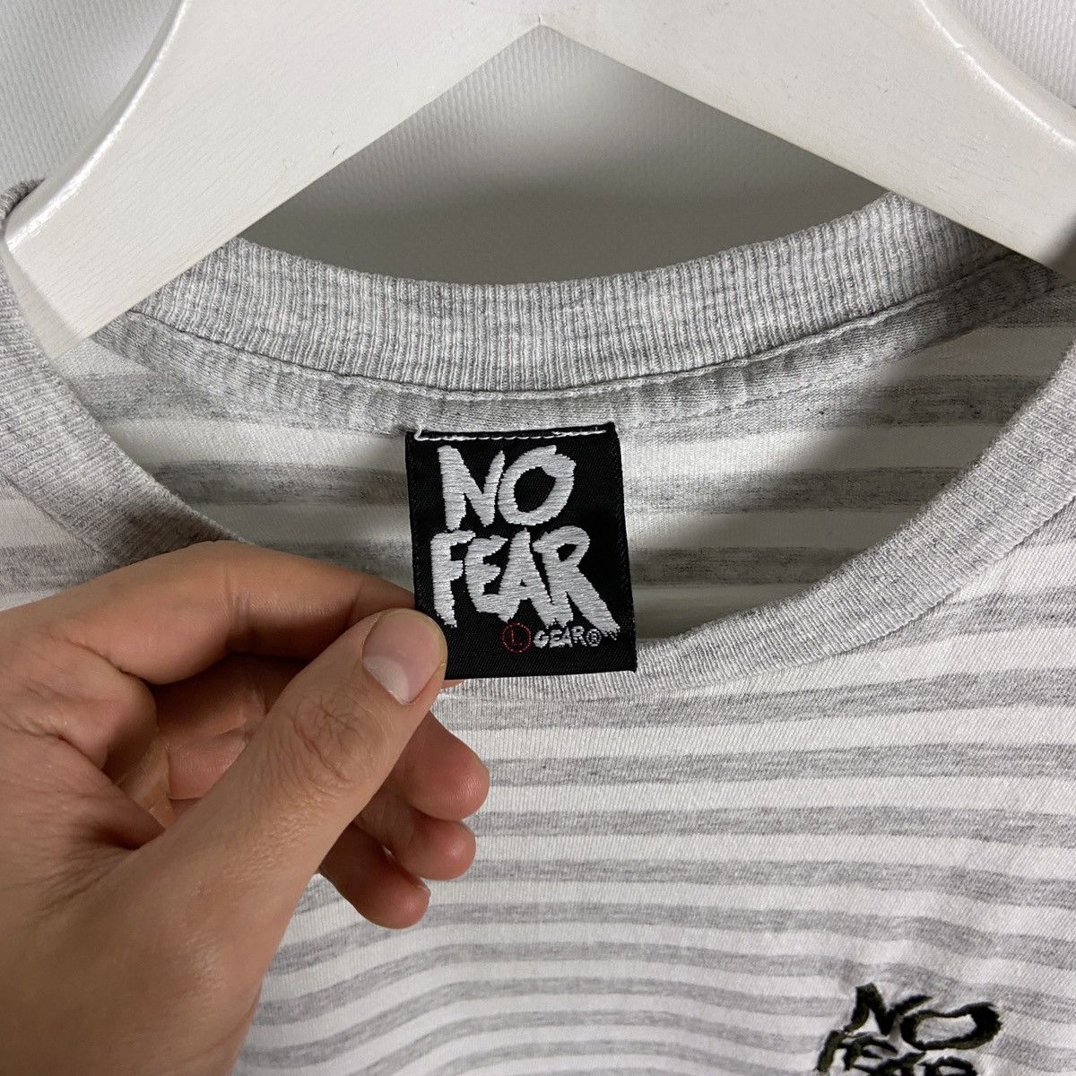 No Fear Vintage 90s No Fear Striped Embroidered logo Made in USA tee Size US L / EU 52-54 / 3 - 4 Thumbnail