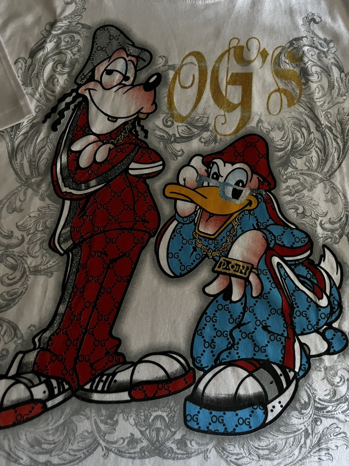 Rare Disney's Goofy Donald Duck Gangsta oversized shirt | Grailed