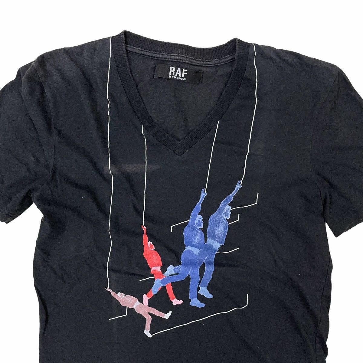 Raf Simons × Raf by Raf Simons 💥Raf by Raf Simons Hangging Man Graphic T-shirt Vneck Size US XS / EU 42 / 0 - 4 Thumbnail