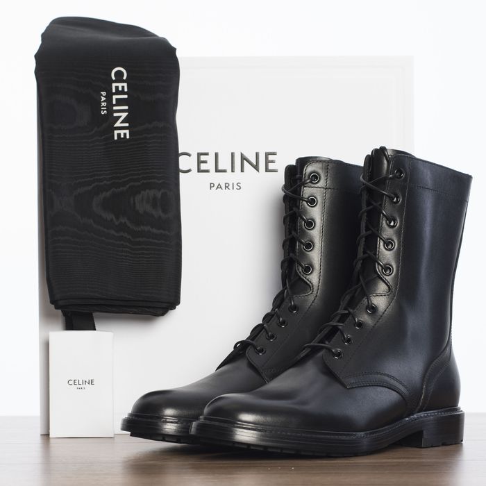 Celine Lace-Up Ranger Boots In Black Vegetal Calfskin | Grailed