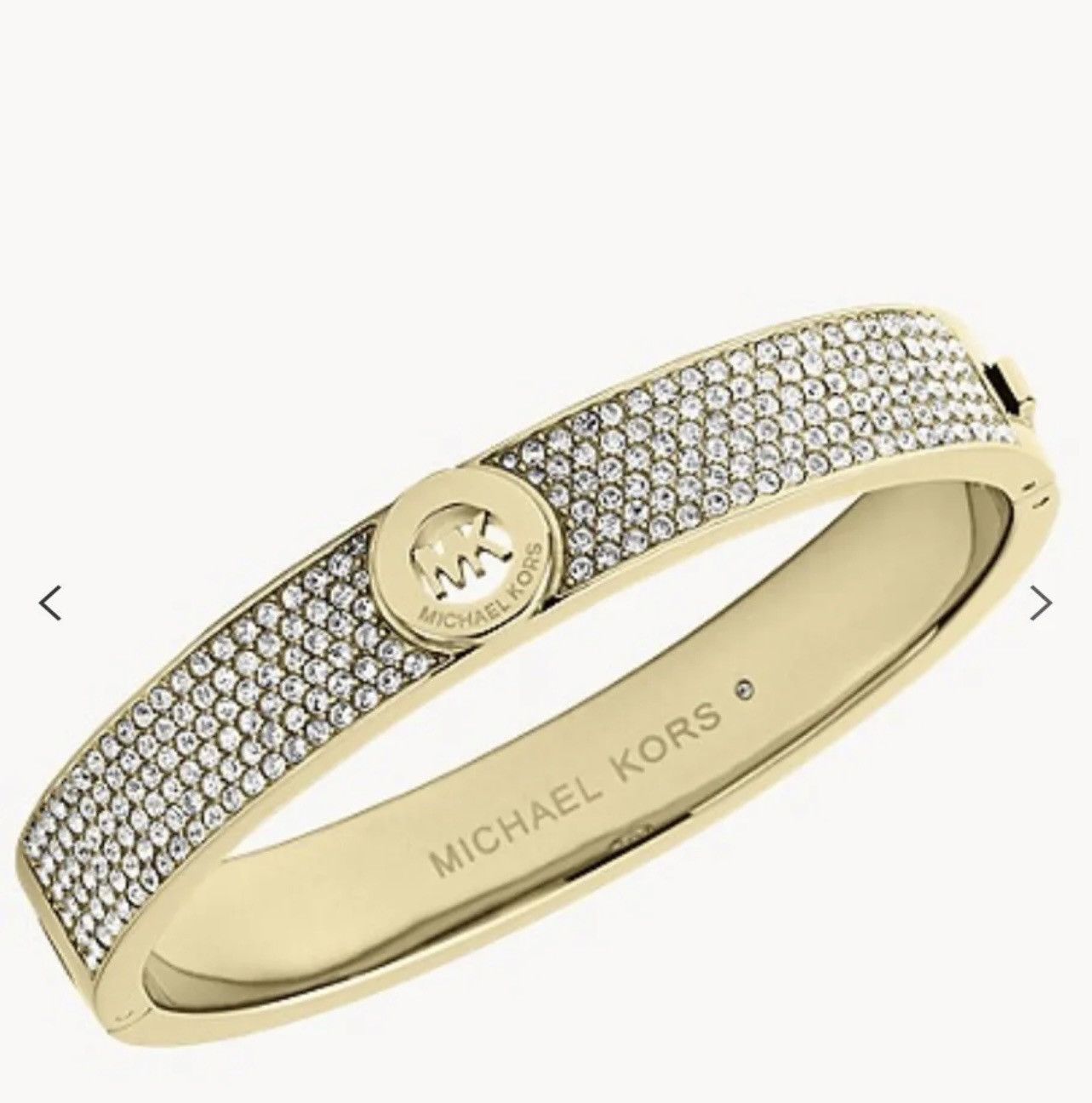 Michael Kors Goldtone FULTON Pave' MK Openwork Logo Bangle