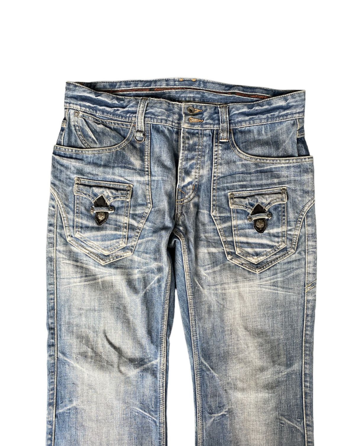image of Beauty Beast x Tornado Mart Japan Nicole For Men Japan Cross Bush Wash Pants in Denim (Size 34)