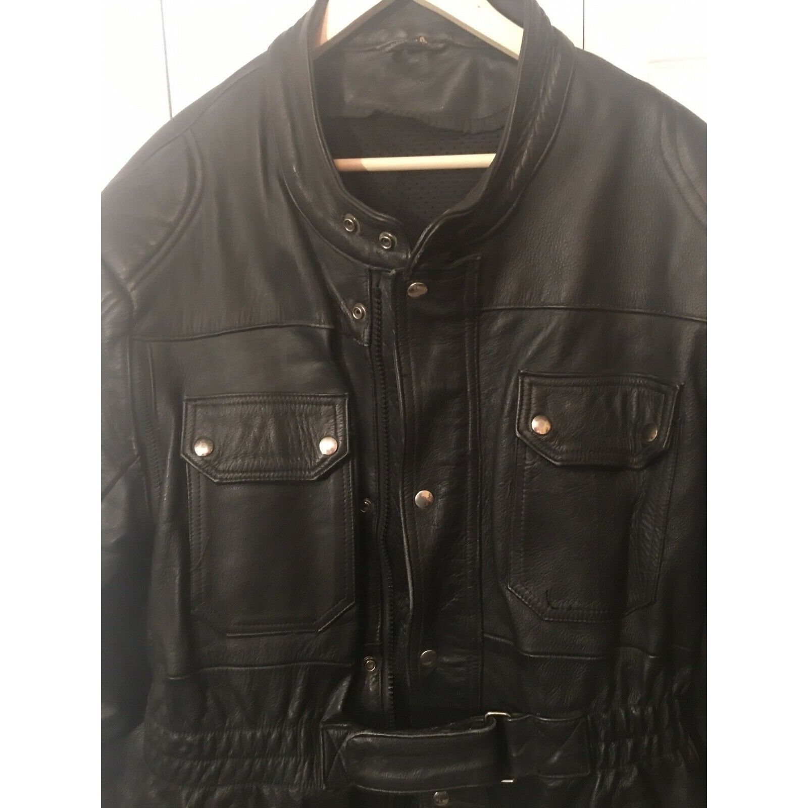 Other Vintage Heavy Black Leather Men’s Sz 54 Motorcycle Jacket Size US XXL / EU 58 / 5 - 3 Thumbnail