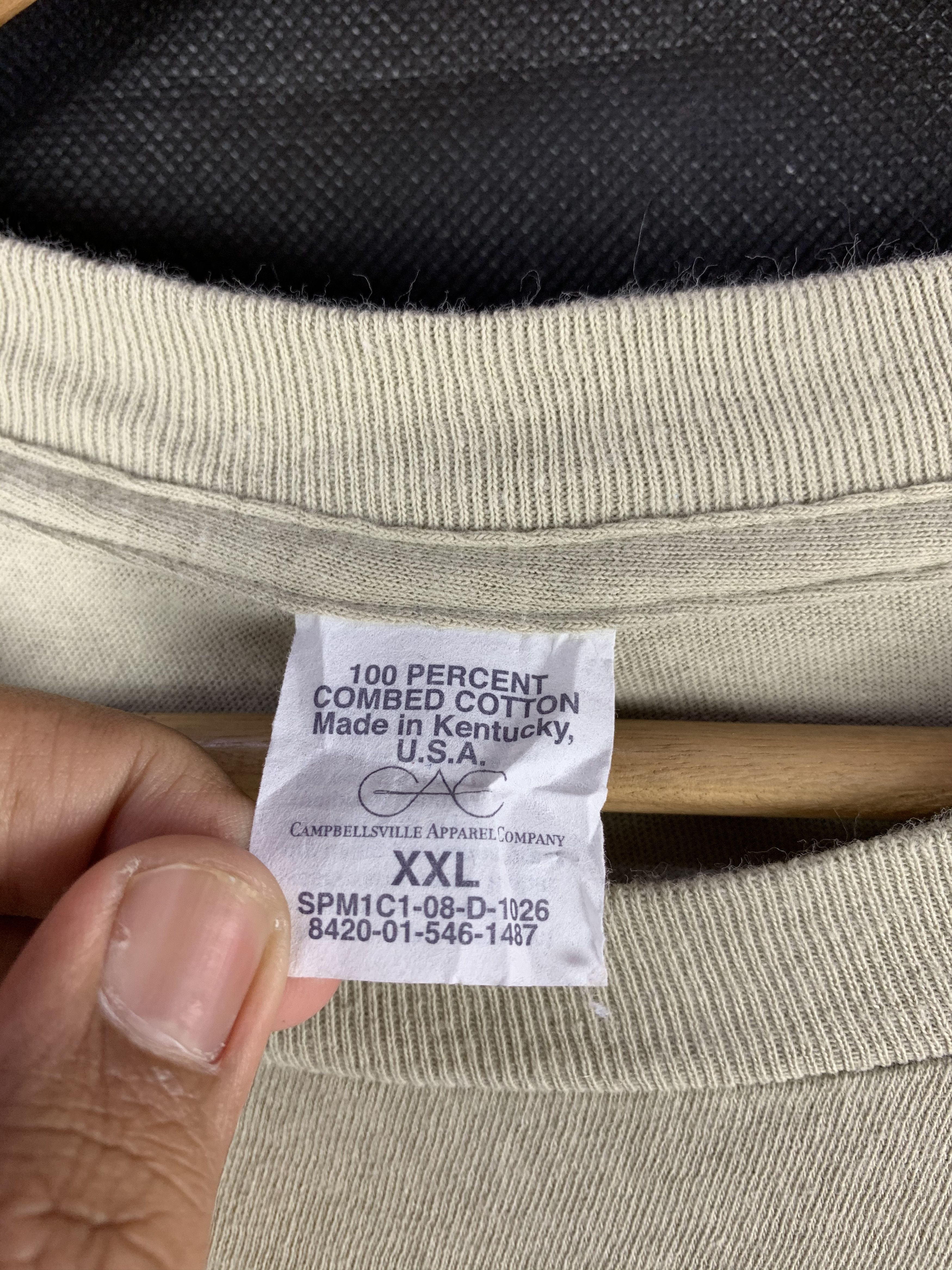 Vintage 🔥Vintage Plain Army Tee Campbellsville Apparel Company Size US XXL / EU 58 / 5 - 3 Thumbnail