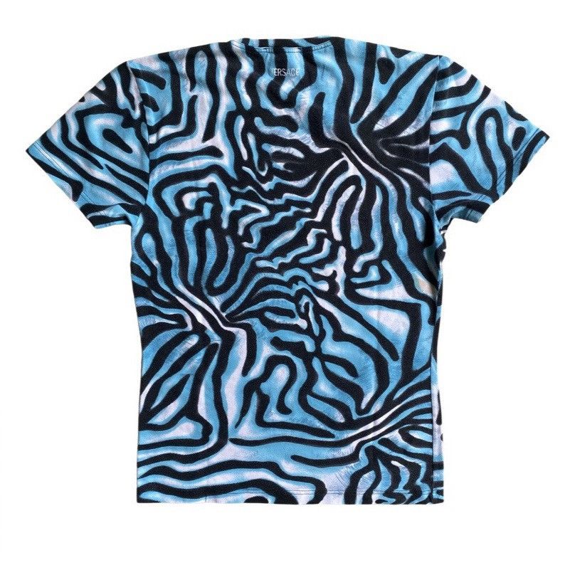 Versace Vintage SS 2000 Versace Blue Zebra Print T Shirt Size S / US 4 / IT 40 - 2 Thumbnail