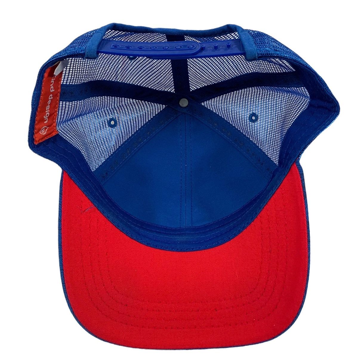 Vintage Kind Design Blue Red & Brown Leather Patch Snapback Hat Size ONE SIZE - 4 Thumbnail