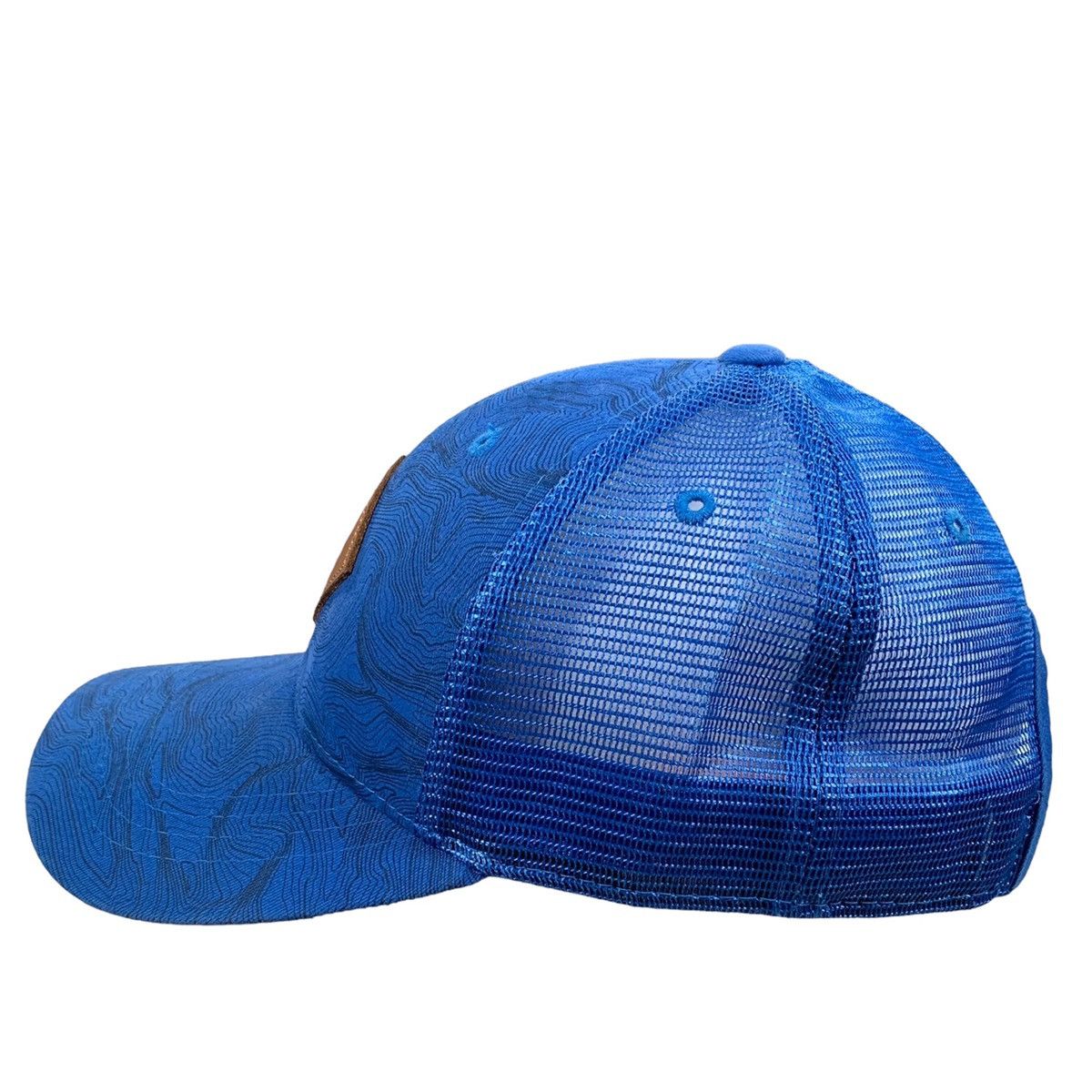 Vintage Kind Design Blue Red & Brown Leather Patch Snapback Hat Size ONE SIZE - 2 Thumbnail