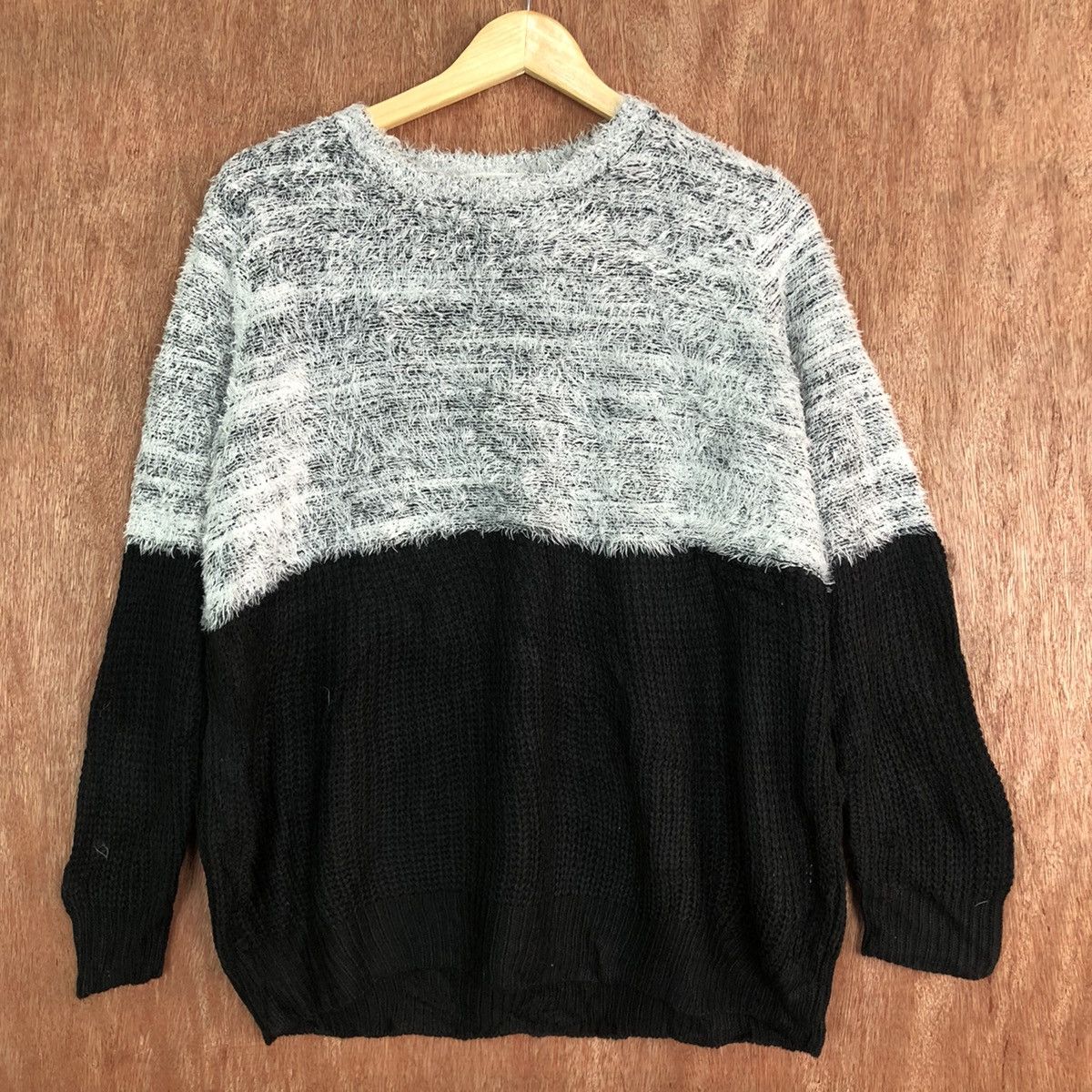 Homespun Knitwear × Japanese Brand Blue Strive Striped black white Mohair Knitwear #c350 Size US L / EU 52-54 / 3 - 3 Thumbnail