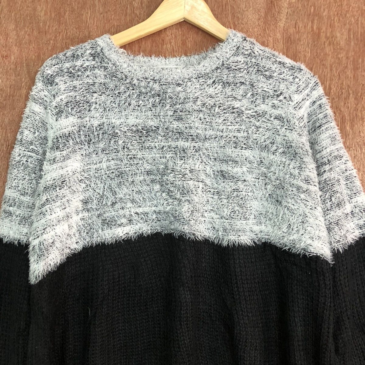 Homespun Knitwear × Japanese Brand Blue Strive Striped black white Mohair Knitwear #c350 Size US L / EU 52-54 / 3 - 2 Thumbnail