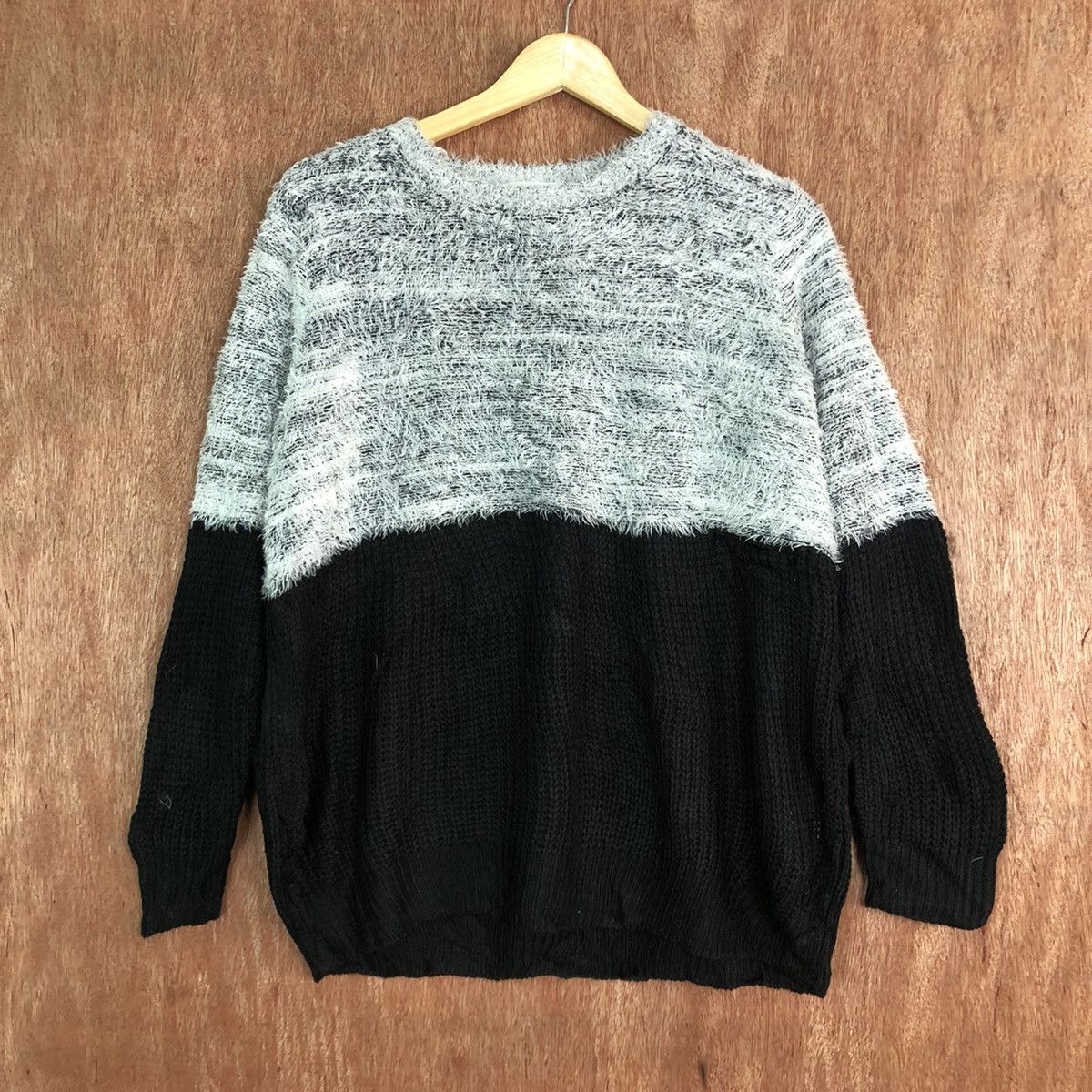 Homespun Knitwear × Japanese Brand Blue Strive Striped black white Mohair Knitwear #c350 Size US L / EU 52-54 / 3 - 1 Thumbnail