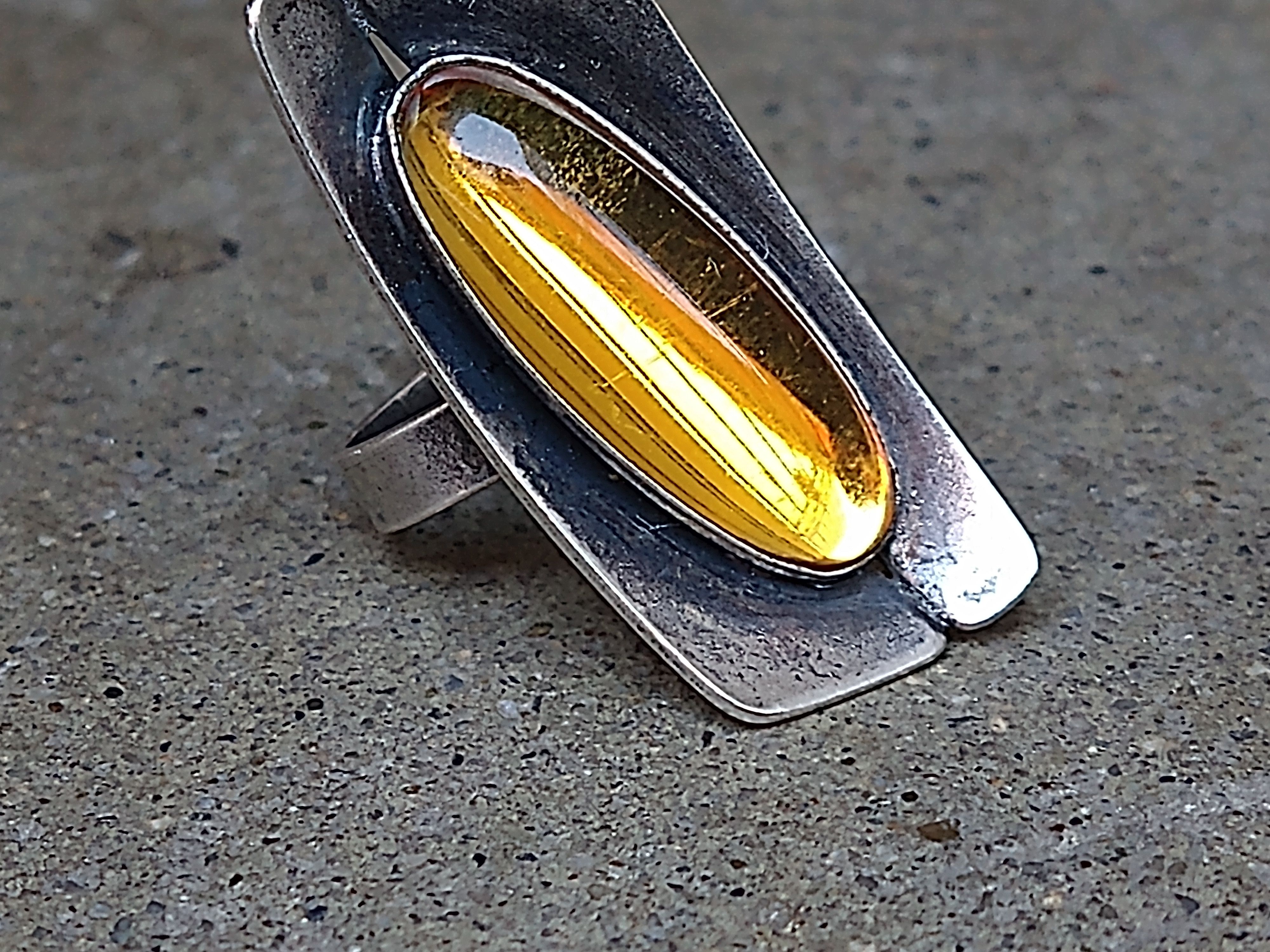 Jewelry × Vintage Vintage Ring Size 5.5 Steel Yellow Avant Garde Modern Size ONE SIZE - 4 Thumbnail