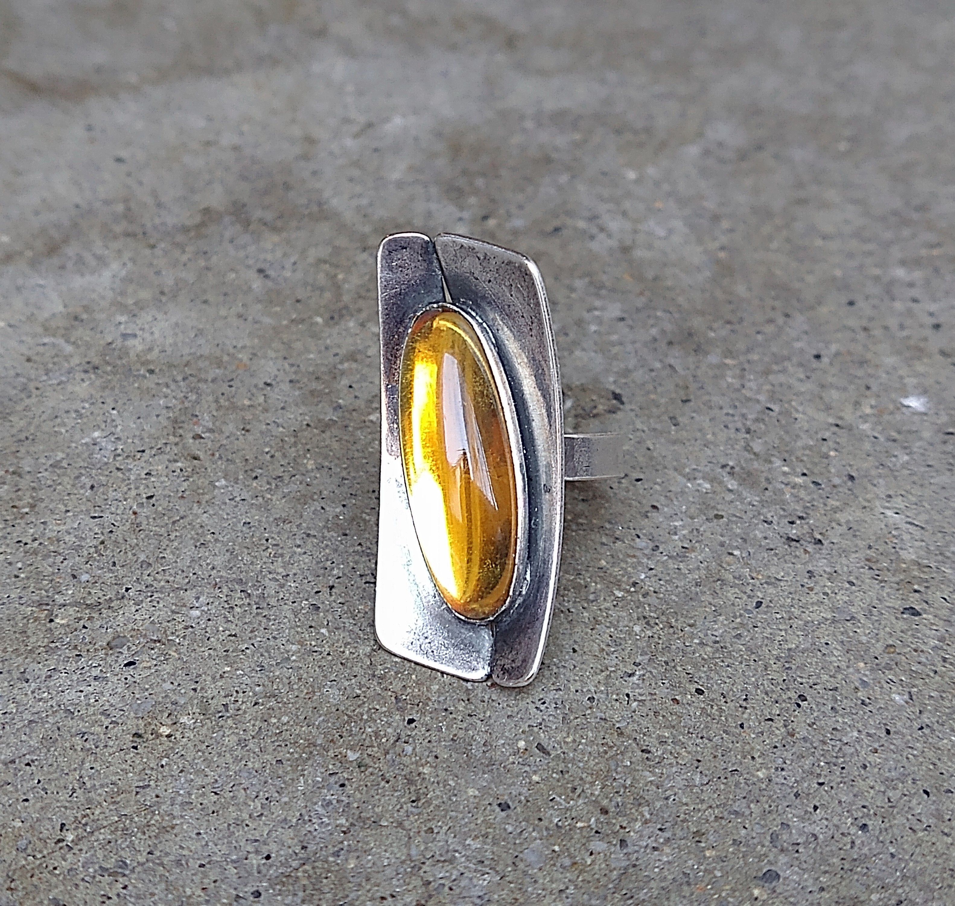 Jewelry × Vintage Vintage Ring Size 5.5 Steel Yellow Avant Garde Modern Size ONE SIZE - 2 Thumbnail