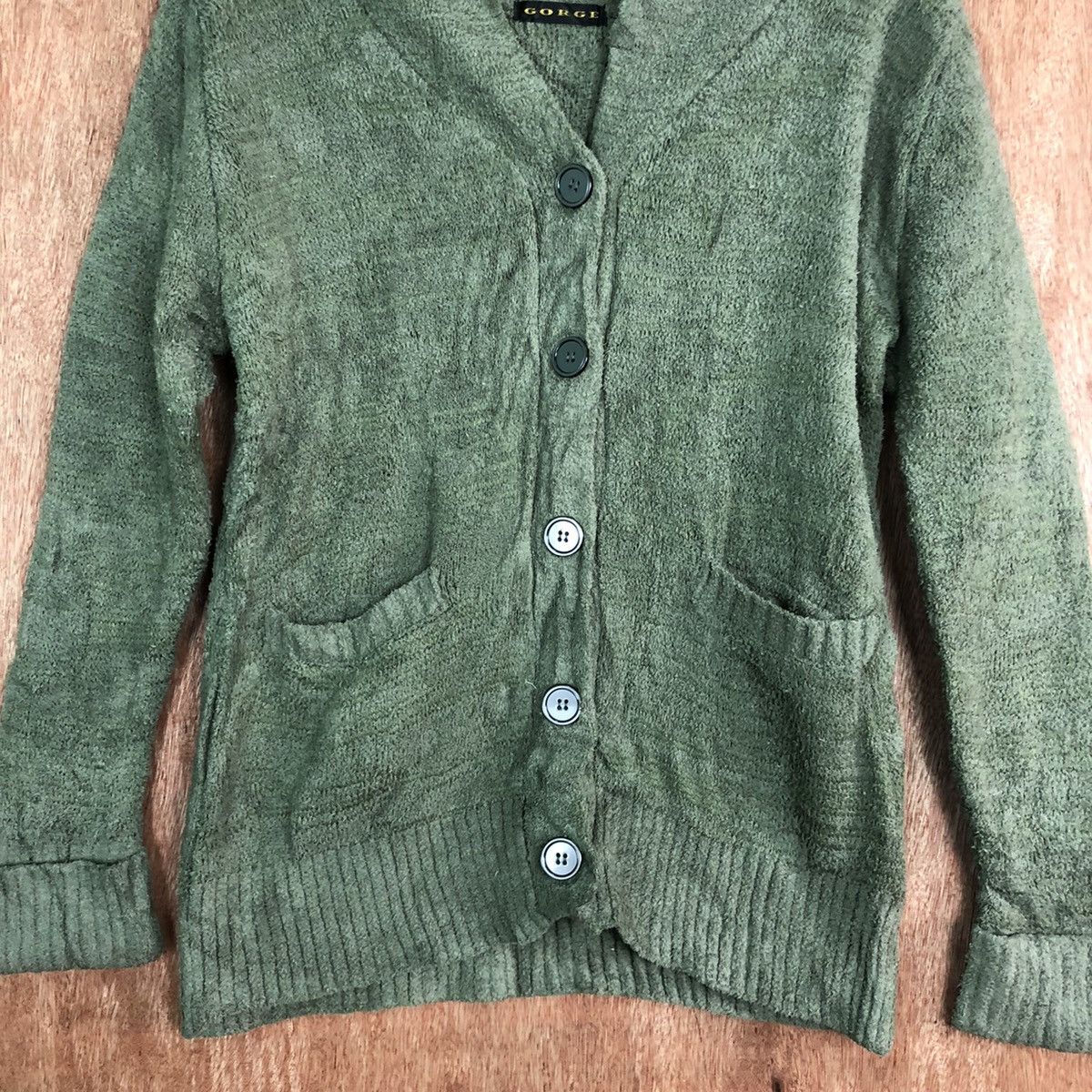 Aran Isles Knitwear D Gorge fleece cardigan Green Knit Sweater japan # c328 Size US M / EU 48-50 / 2 - 9 Thumbnail