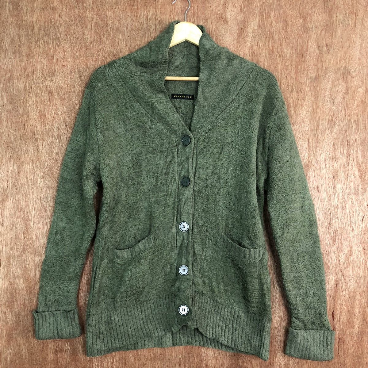 Aran Isles Knitwear D Gorge fleece cardigan Green Knit Sweater japan # c328 Size US M / EU 48-50 / 2 - 3 Thumbnail