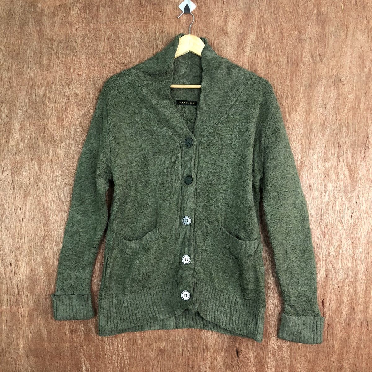 Aran Isles Knitwear D Gorge fleece cardigan Green Knit Sweater japan # c328 Size US M / EU 48-50 / 2 - 1 Thumbnail