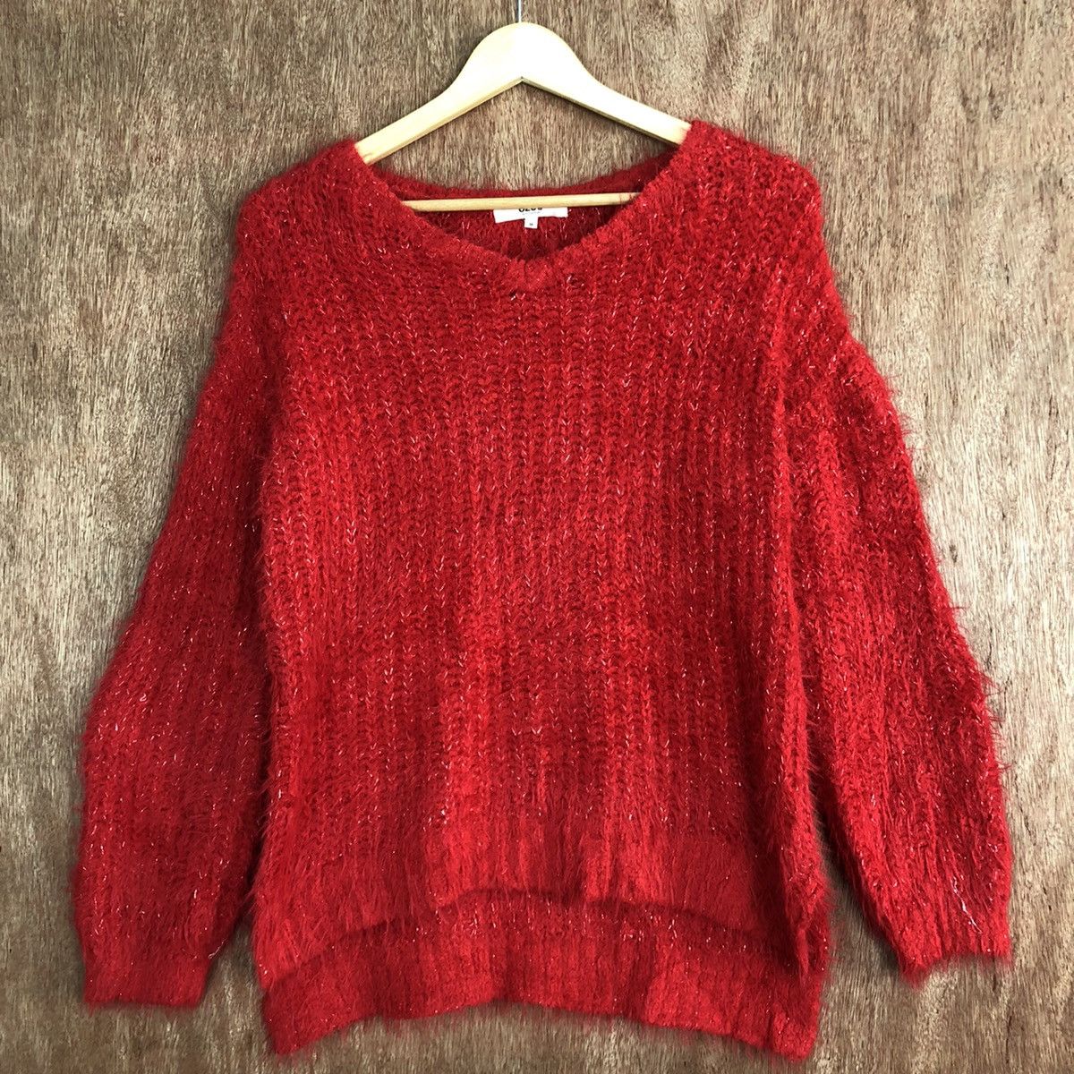 Japanese Brand DLL OZOC japan red Mohair fur shaggy Knitwear #c371 Size US M / EU 48-50 / 2 - 3 Thumbnail