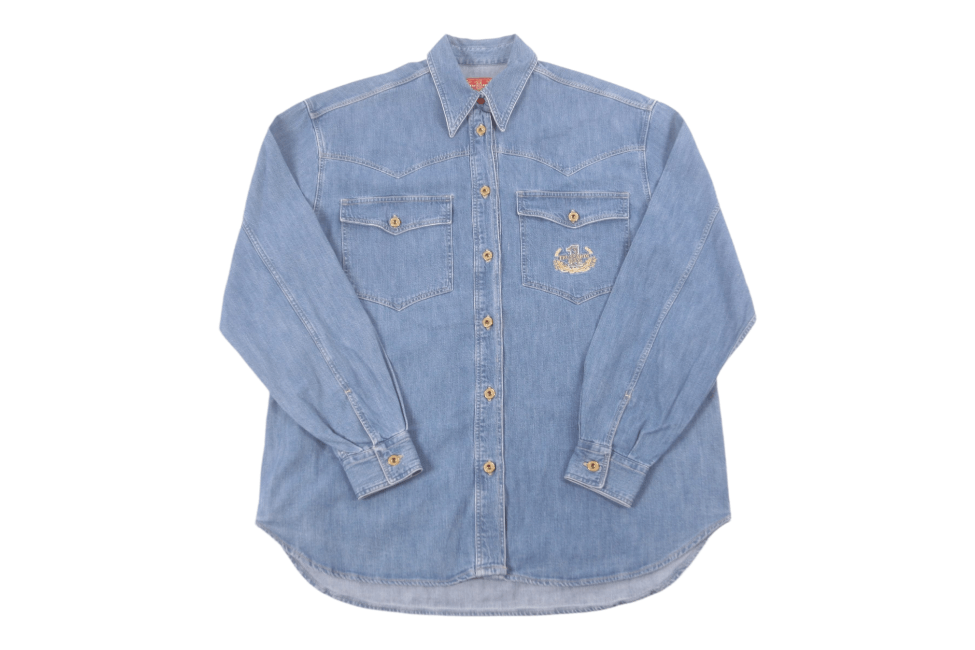 Trussardi RARE💥Trussardi Western Stonewash Denim Overshirt Size US L / EU 52-54 / 3 - 1 Thumbnail