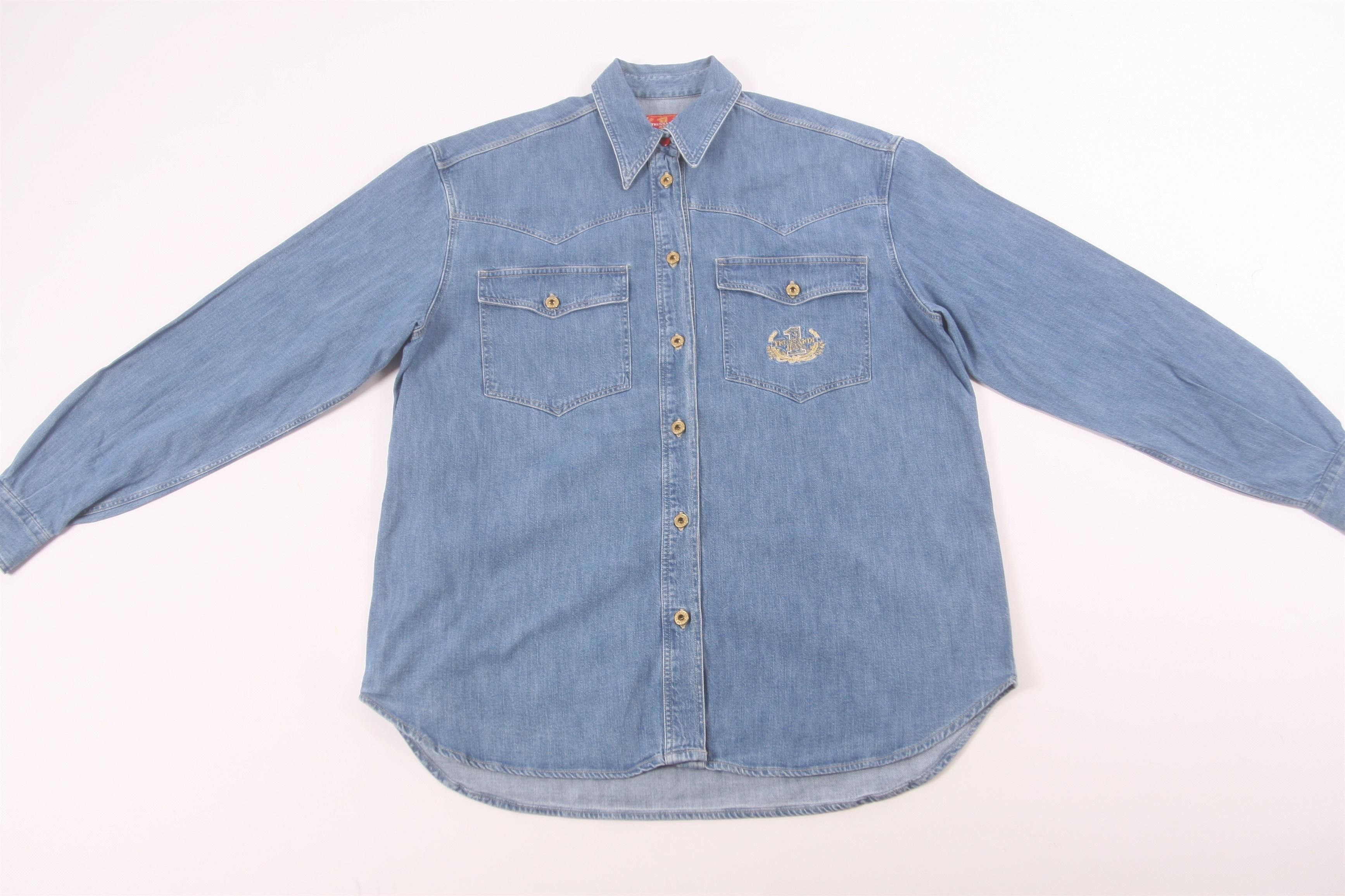 Trussardi RARE💥Trussardi Western Stonewash Denim Overshirt Size US L / EU 52-54 / 3 - 4 Thumbnail