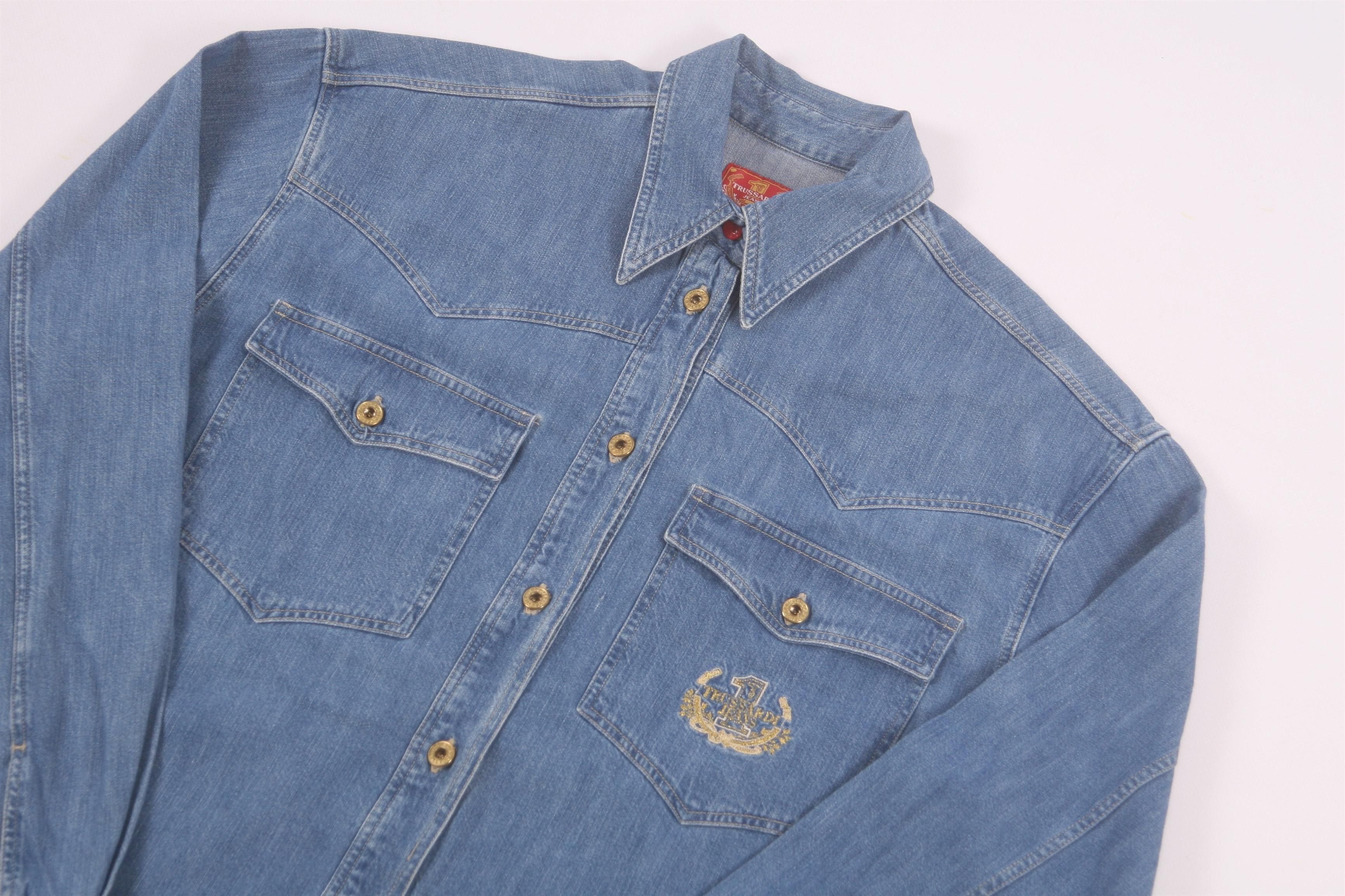 Trussardi RARE💥Trussardi Western Stonewash Denim Overshirt Size US L / EU 52-54 / 3 - 3 Thumbnail