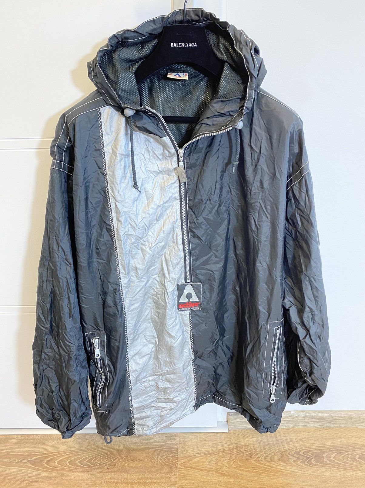 Vintage HUGE 80s Rave Jacket Oversize Vintage Active Silver Raincoat ...