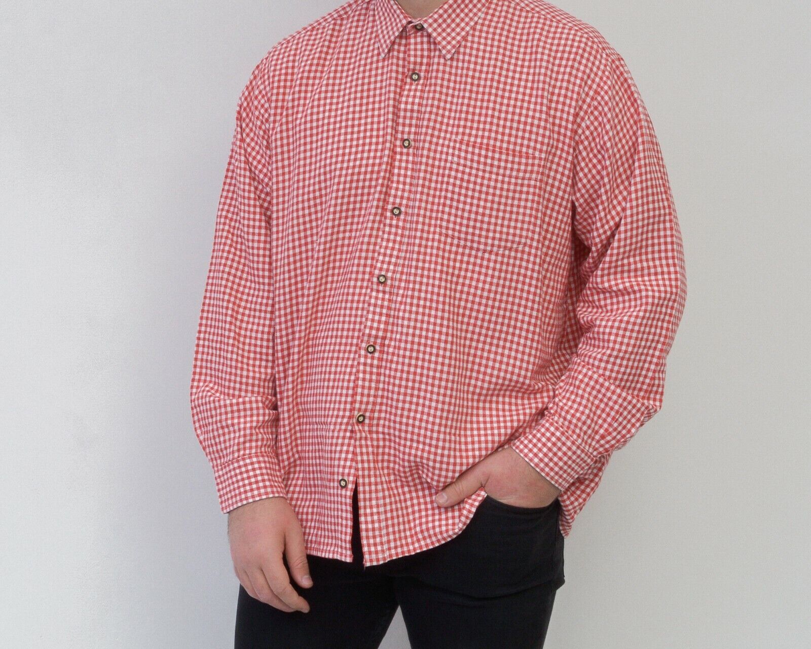 Other ALPHORN Trachten Shirt Brushed Cotton Buttons Plaid Tatran Size US L / EU 52-54 / 3 - 2 Thumbnail