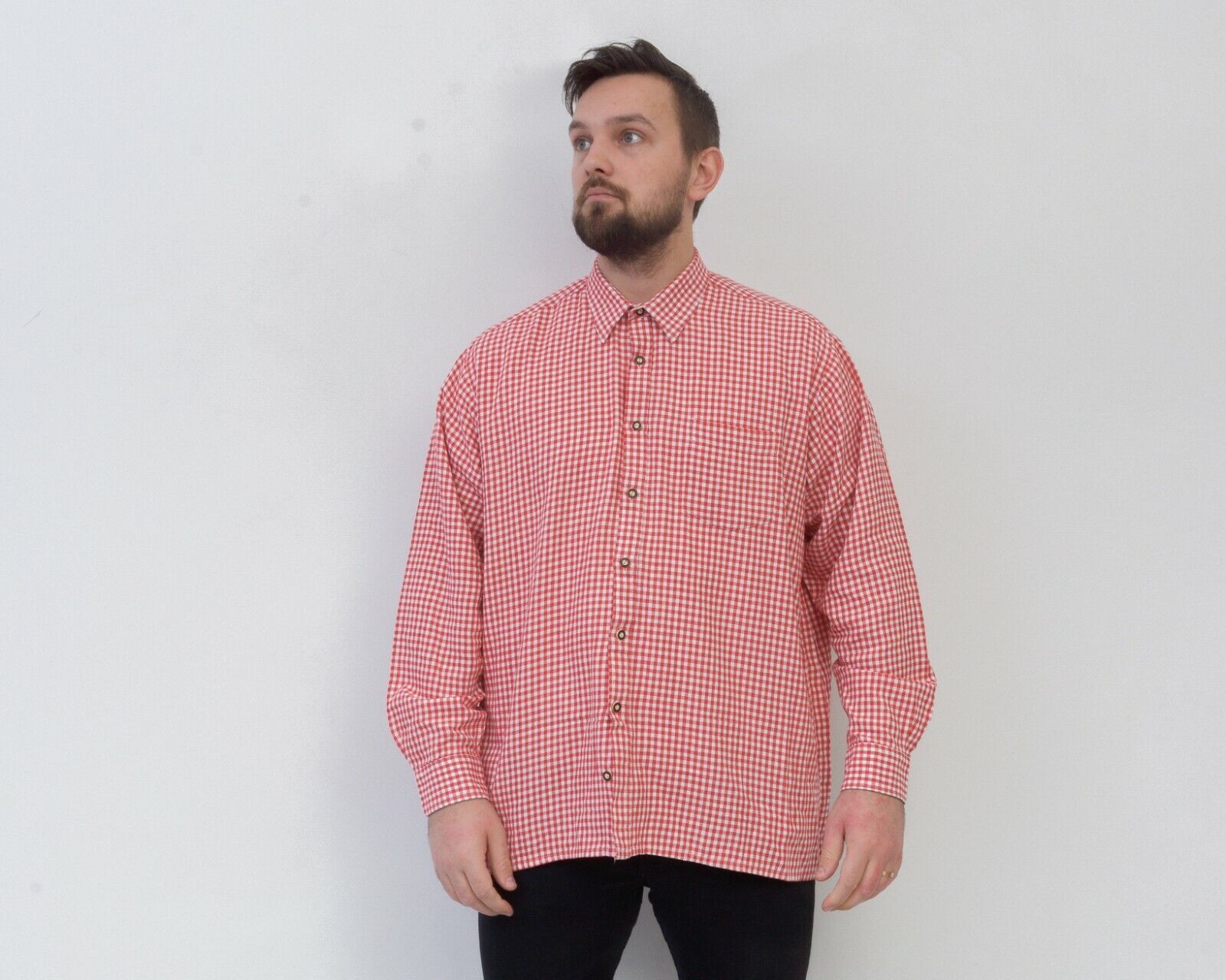 Other ALPHORN Trachten Shirt Brushed Cotton Buttons Plaid Tatran Size US L / EU 52-54 / 3 - 1 Thumbnail