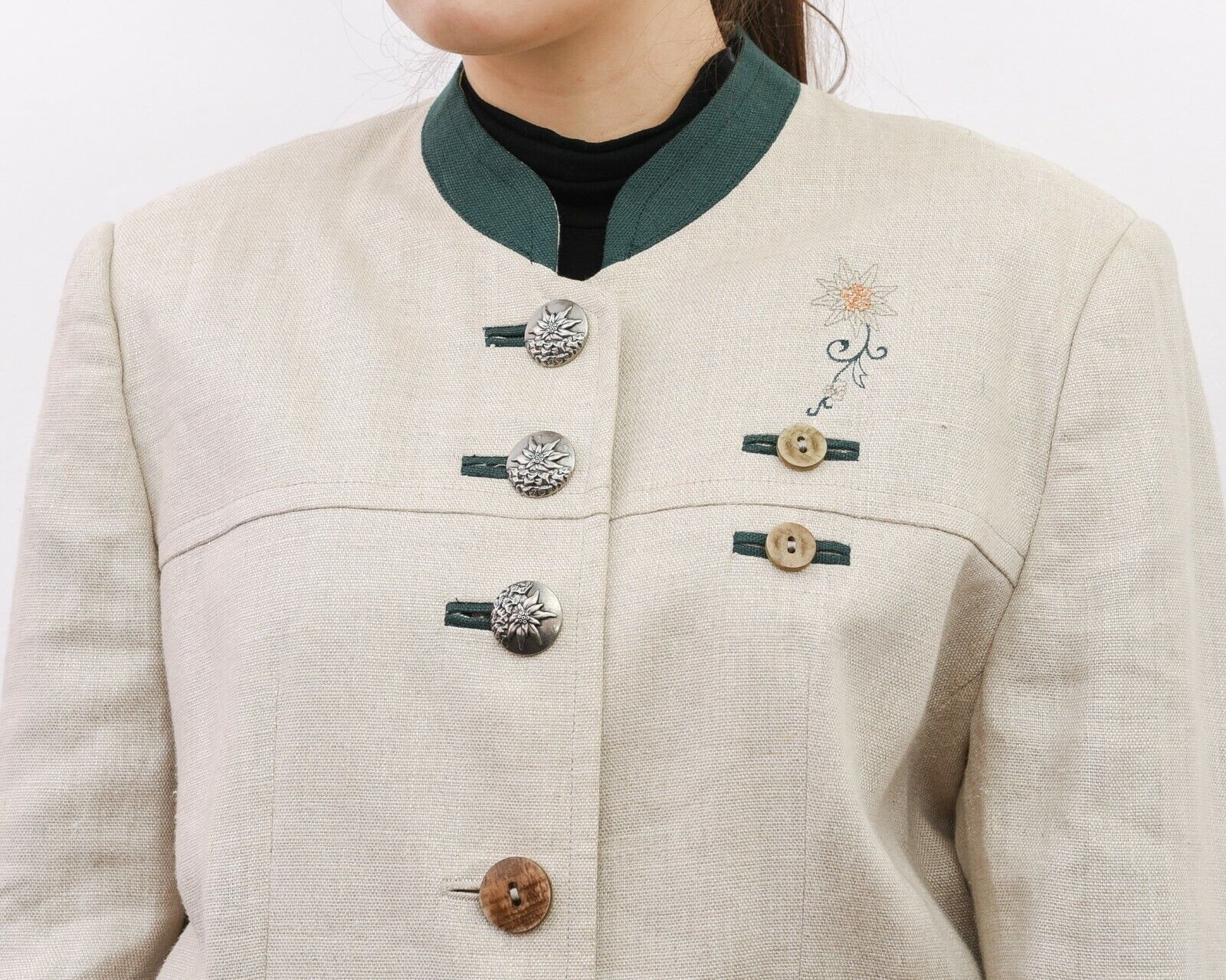 Vintage H Moser Linen Trachten Blazer Jacket Octoberfest Coat Size M / US 6-8 / IT 42-44 - 3 Thumbnail