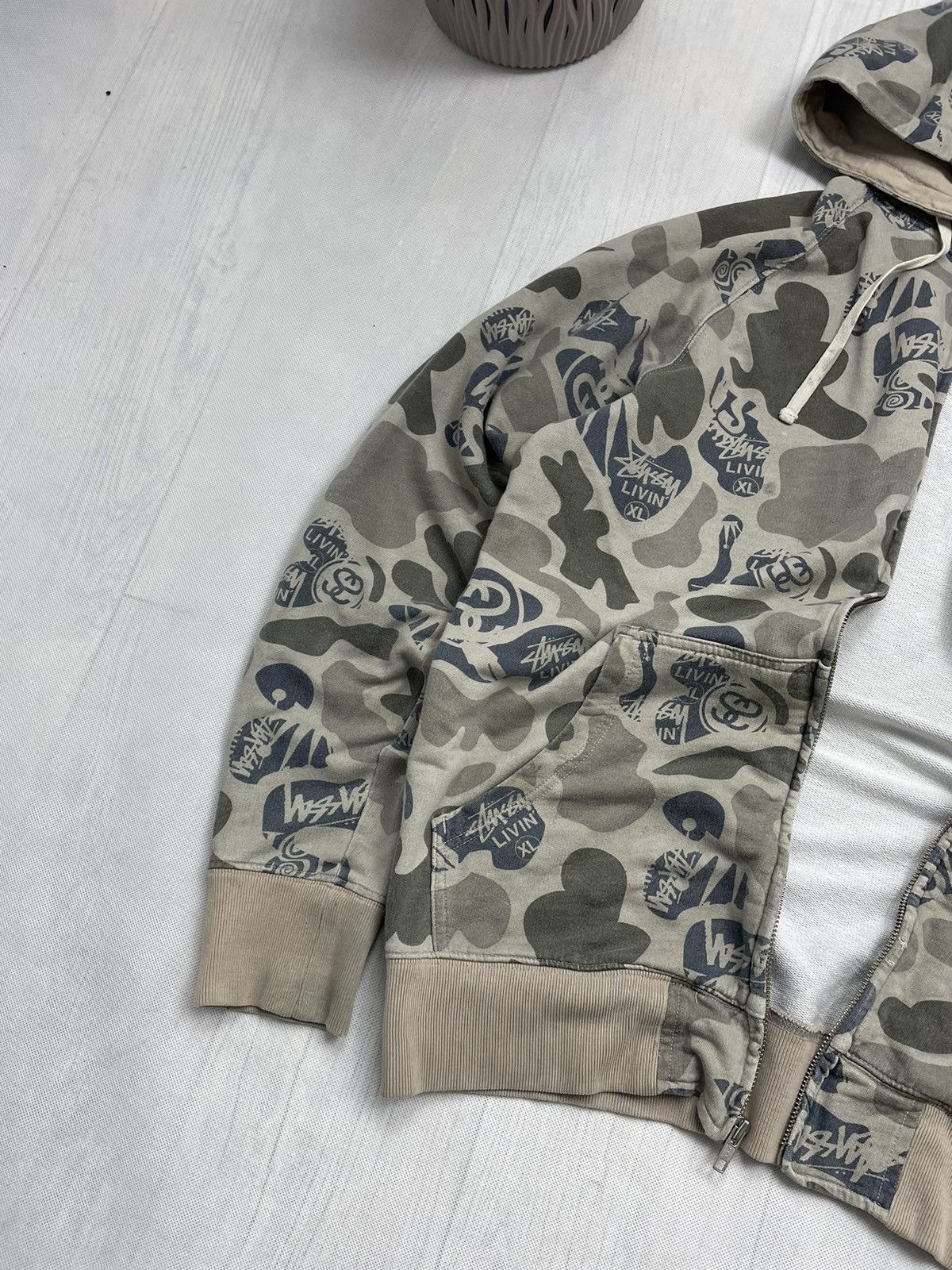 Stussy × Vintage STUSSY VINTAGE CAMO ZIP HOODIE FULL PRINT