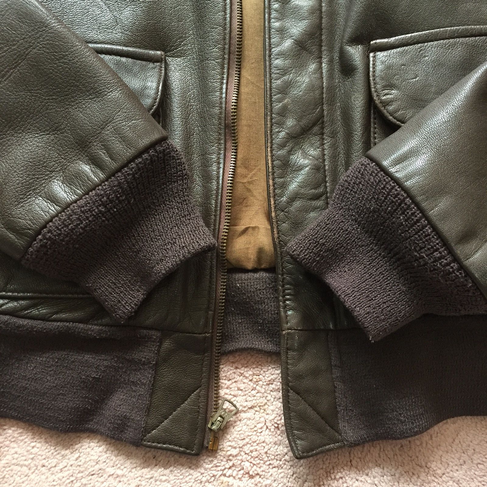 Veste Aviateur Vintage A-2 USAF Cooper Cuir Marron Taille 40L US 50 FR - Années 80
