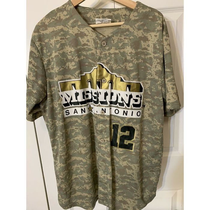 Unkwn San Antonio Missions #12 Promo Camo Baseball Jersey Sz M Coy ...