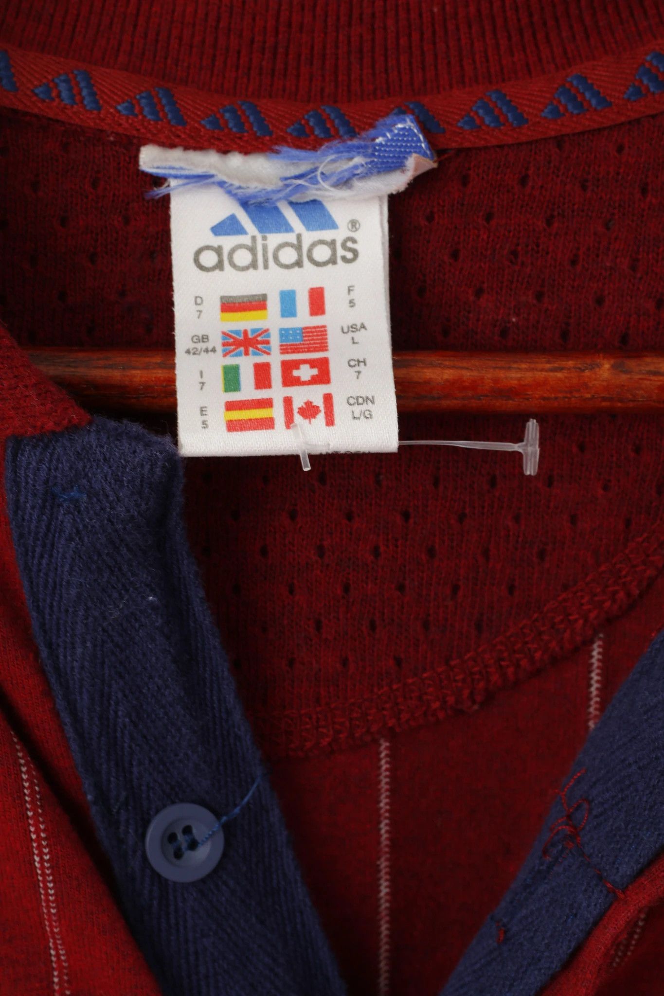 Adidas Adidas Men L Polo Shirt Maroon Striped Cotton Vintage 5867 Size US L / EU 52-54 / 3 - 5 Thumbnail