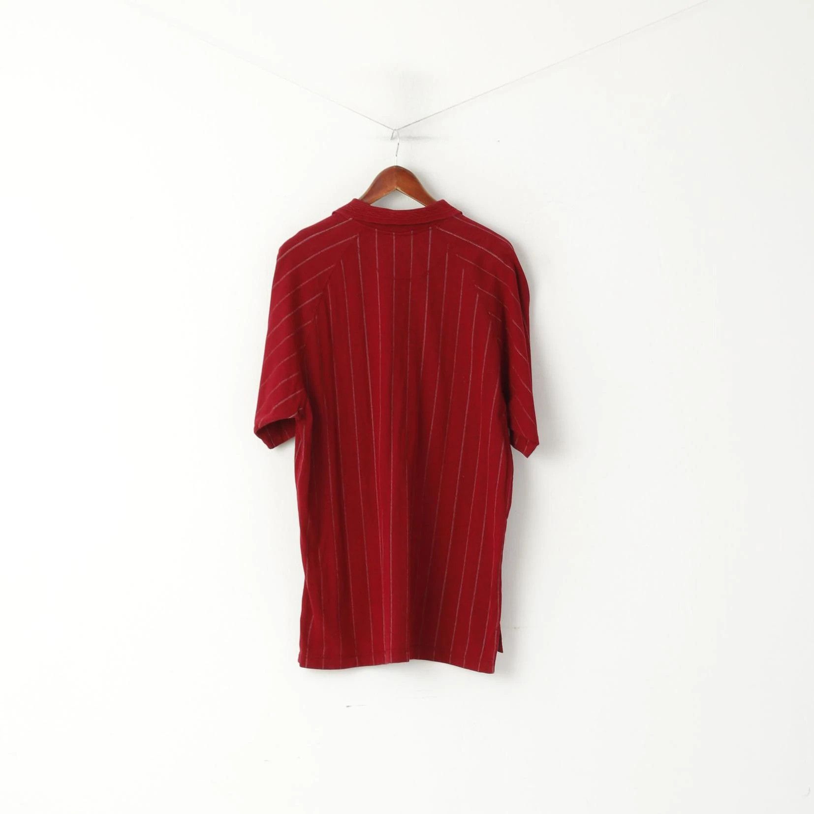 Adidas Adidas Men L Polo Shirt Maroon Striped Cotton Vintage 5867 Size US L / EU 52-54 / 3 - 7 Thumbnail