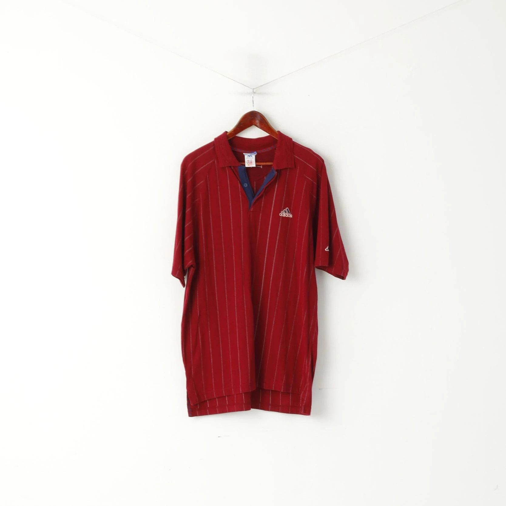 Adidas Adidas Men L Polo Shirt Maroon Striped Cotton Vintage 5867 Size US L / EU 52-54 / 3 - 2 Thumbnail