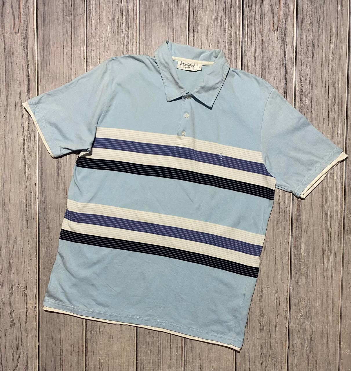 Yves Saint Laurent Vintage Yves Saint Laurent Polo Shirt YSL Striped Size US L / EU 52-54 / 3 - 1 Thumbnail