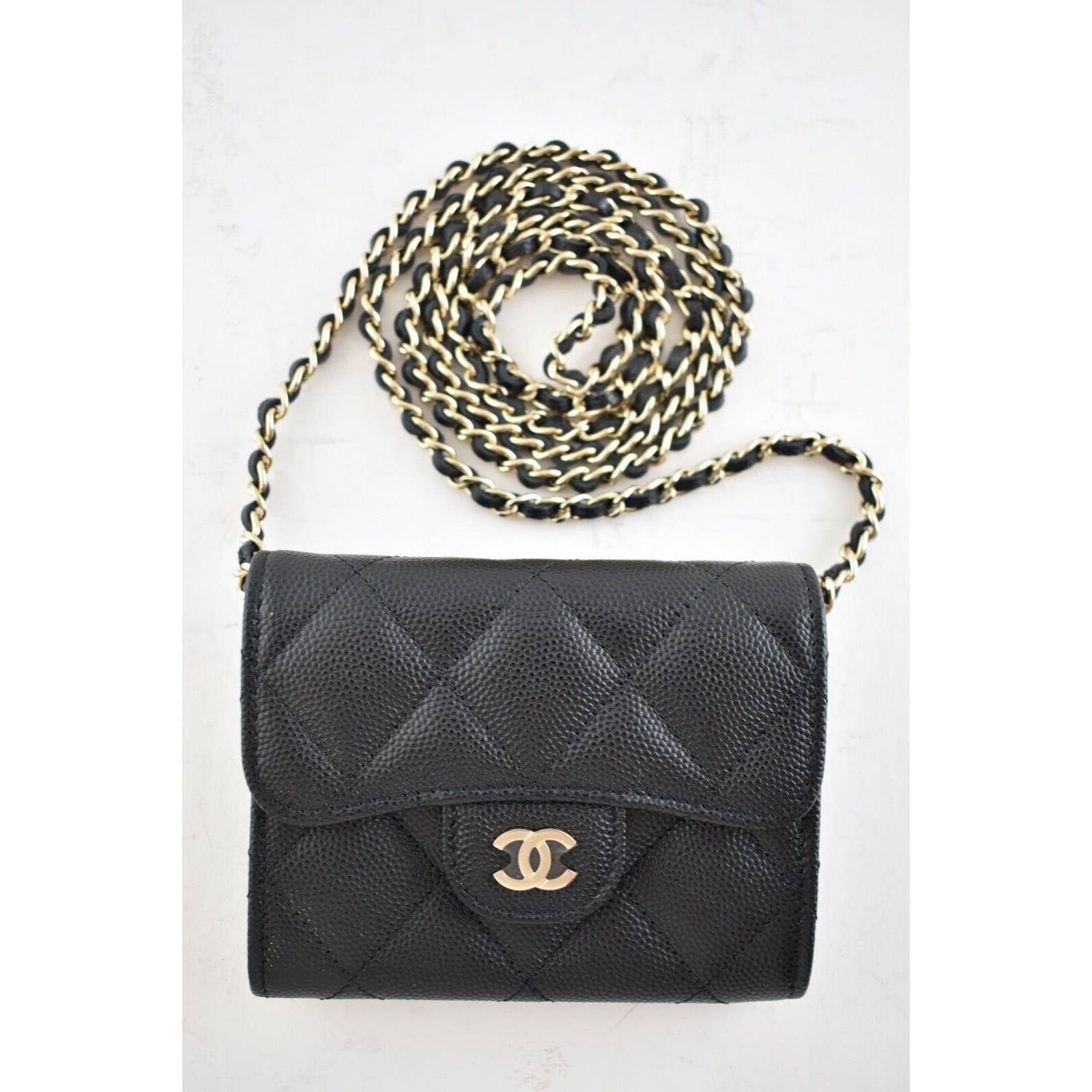 Chanel Chanel 21B Black Caviar Mini Wallet Crossbody Bag