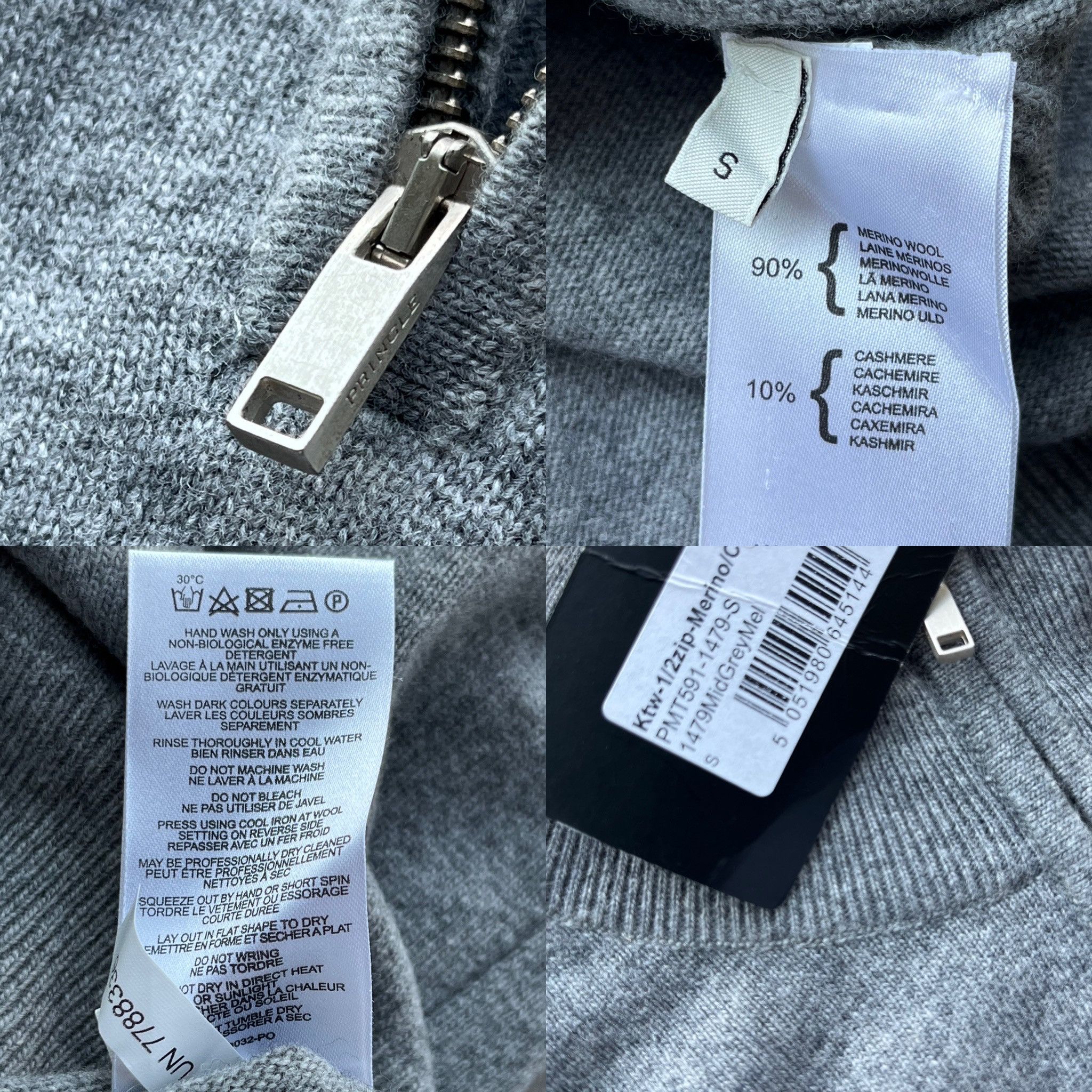 Pringle Of Scotland Pringle of Scotland Mens Half Zip Cashmere Mix Grey Sweater Size US S / EU 44-46 / 1 - 13 Thumbnail