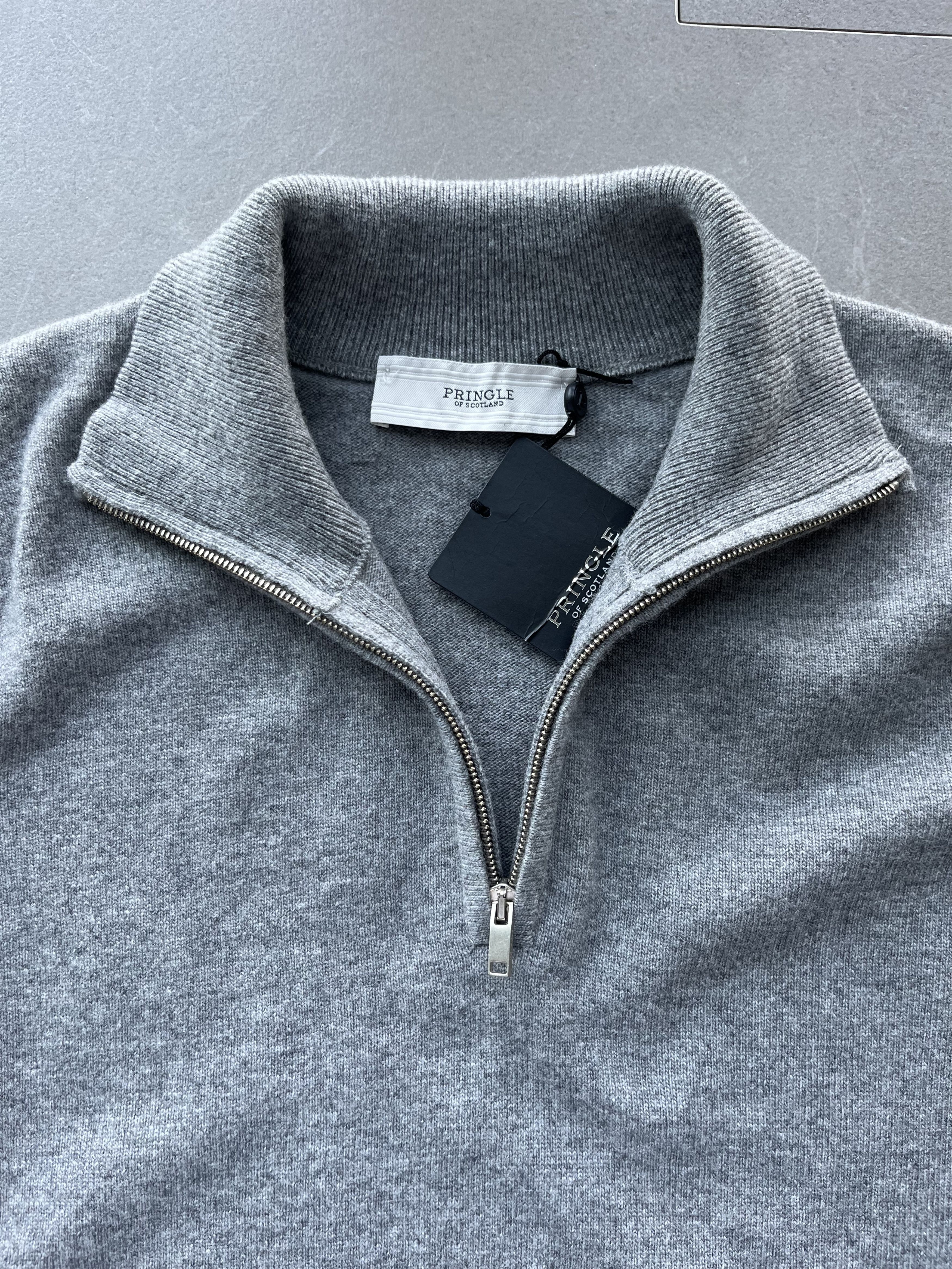 Pringle Of Scotland Pringle of Scotland Mens Half Zip Cashmere Mix Grey Sweater Size US S / EU 44-46 / 1 - 6 Thumbnail