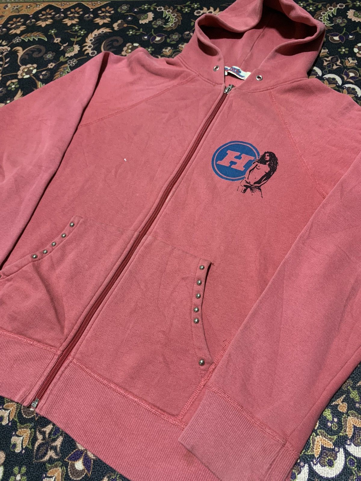 Hysteric Glamour × Japanese Brand Hysteric Glamour Distressed Zip Hoodie Size S / US 4 / IT 40 - 2 Thumbnail