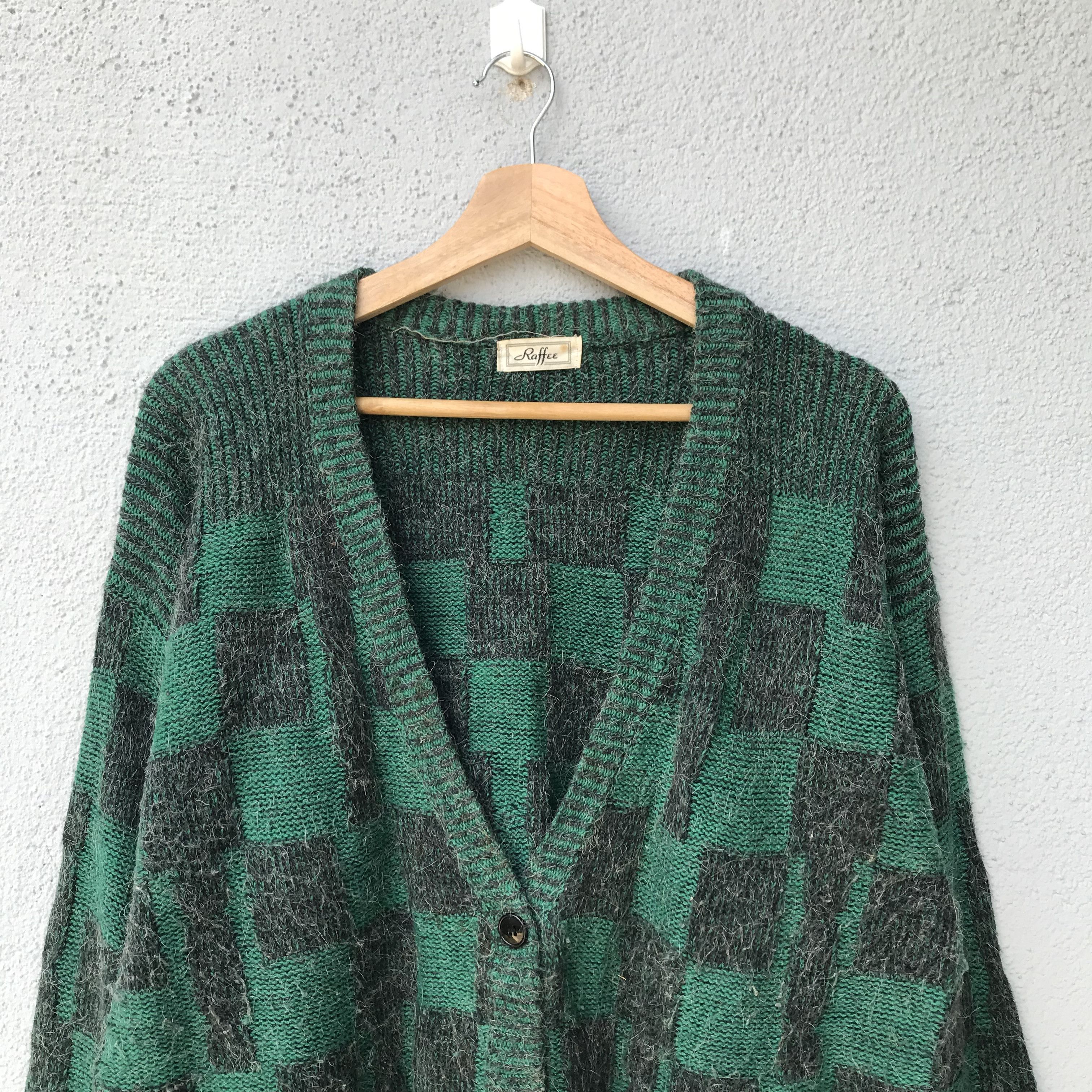 Aran Isles Knitwear Vintage Raffee Checkered Jumper Knit Cardigan Sweater Size US XL / EU 56 / 4 - 2 Thumbnail