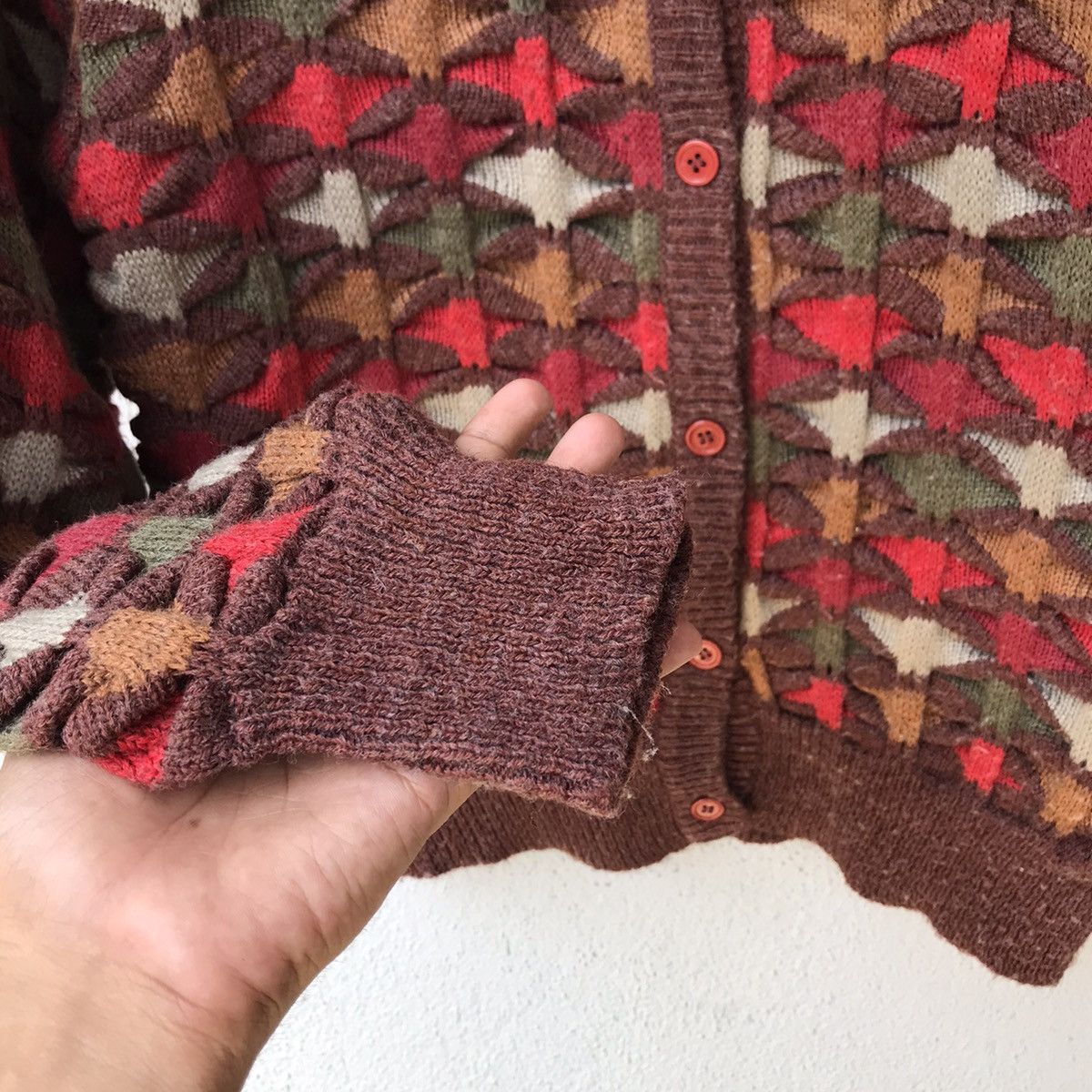 Aran Isles Knitwear Vintage Peapliea Multicoloure Embossed Knit Sweater Cardigan Size US M / EU 48-50 / 2 - 6 Thumbnail