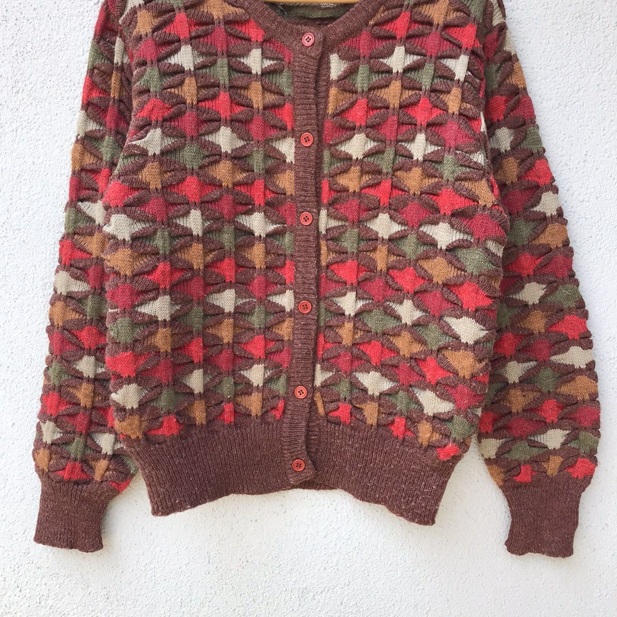 Aran Isles Knitwear Vintage Peapliea Multicoloure Embossed Knit Sweater Cardigan Size US M / EU 48-50 / 2 - 3 Thumbnail