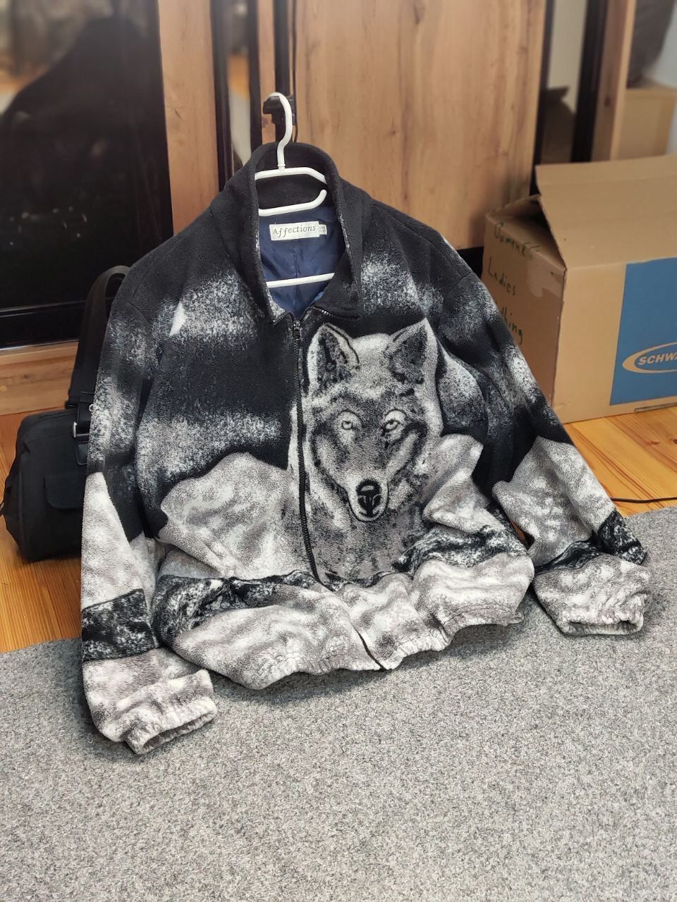 Vintage Vintage 90's Fleece Zip Jacket Over Art Winter Wolf Hype Size US S / EU 44-46 / 1 - 22 Thumbnail