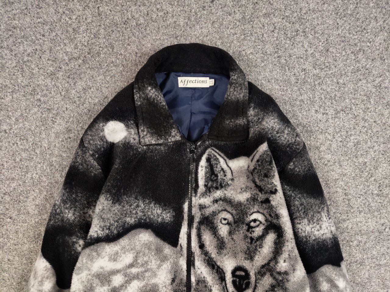 Vintage Vintage 90's Fleece Zip Jacket Over Art Winter Wolf Hype Size US S / EU 44-46 / 1 - 8 Thumbnail