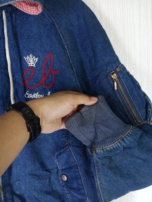 Japanese Brand VINTAGE EAST BOY VARSITY DENIM BOMBER JACKET Size US M / EU 48-50 / 2 - 8 Thumbnail