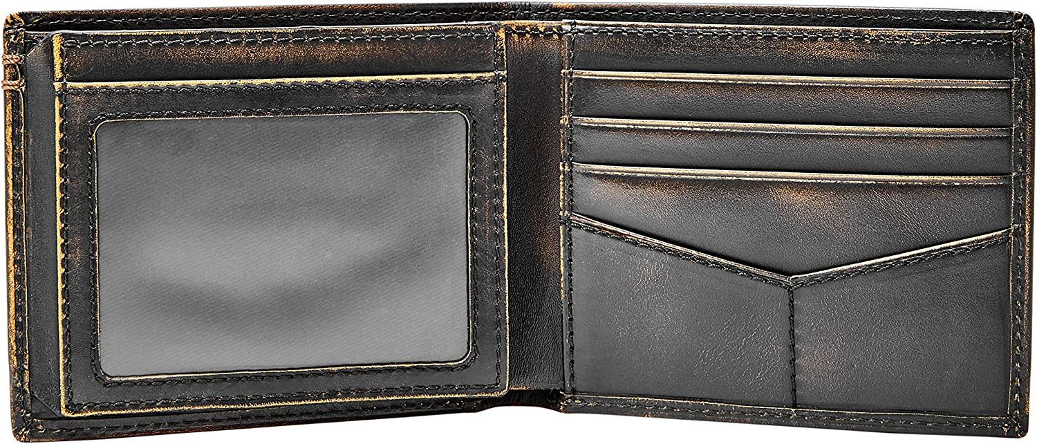 The Unbranded Brand Fossil Men's Leather Bifold Wallet with Flip ID